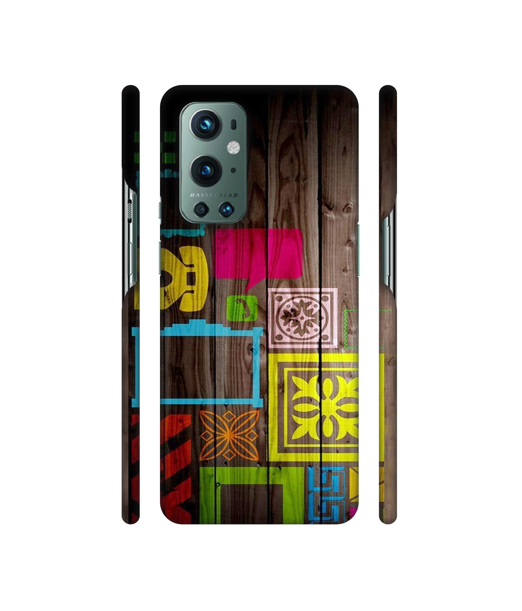 Stamps on Wooden Texture Designer Hard Back Cover for OnePlus 9 Pro