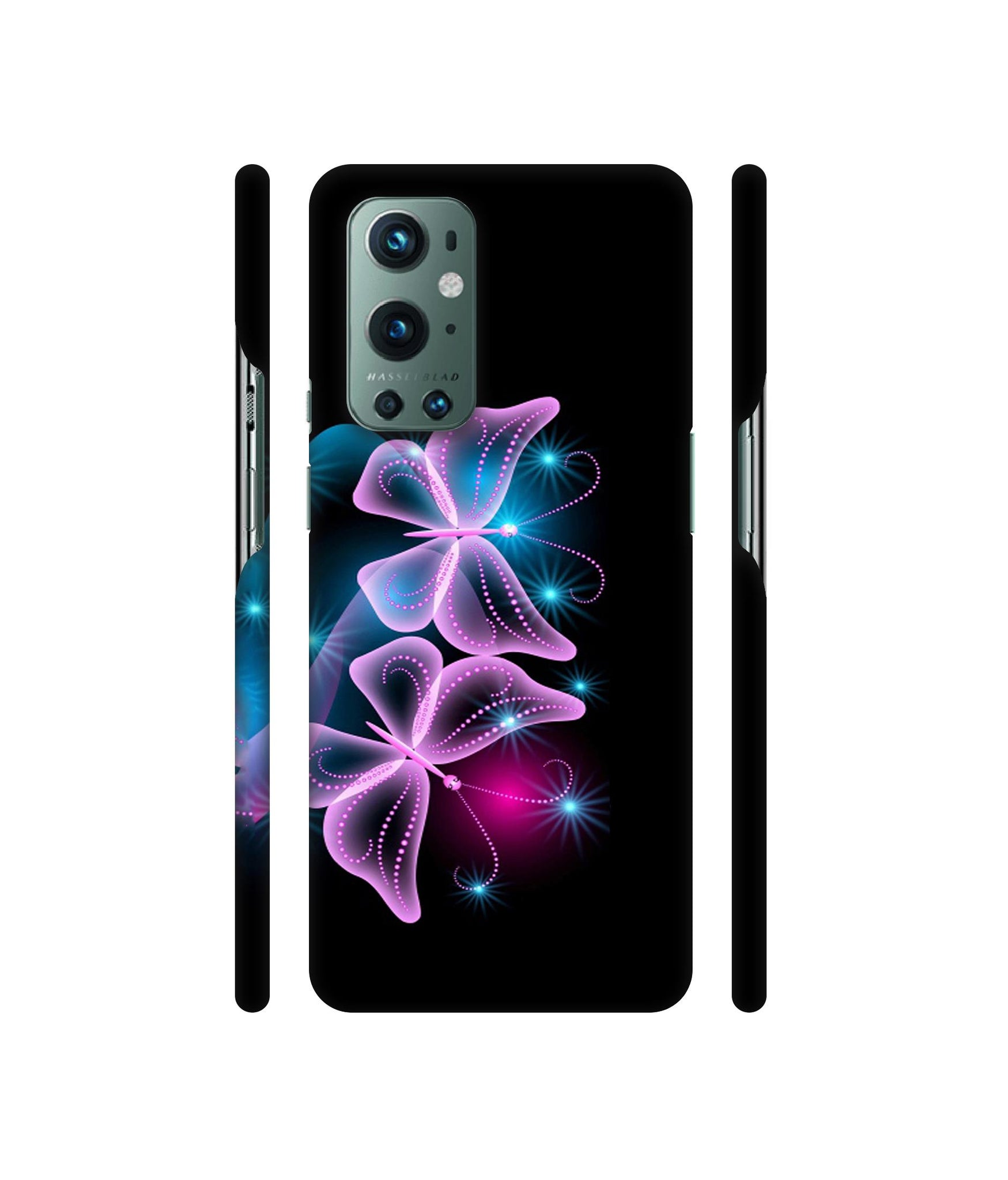 Butterflies Neon Light Designer Hard Back Cover for OnePlus 9 Pro