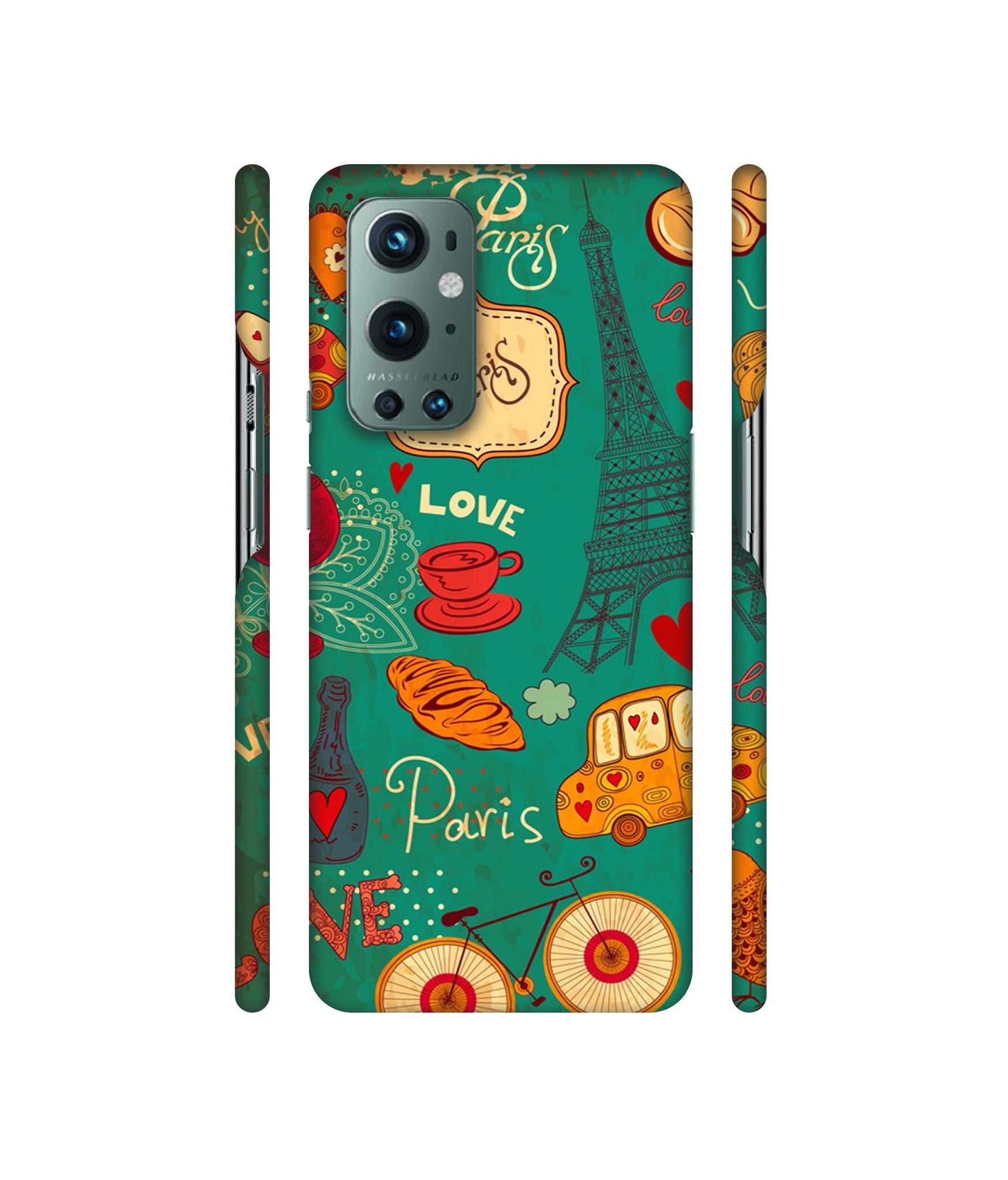 Paris Love Print Designer Hard Back Cover for OnePlus 9 Pro