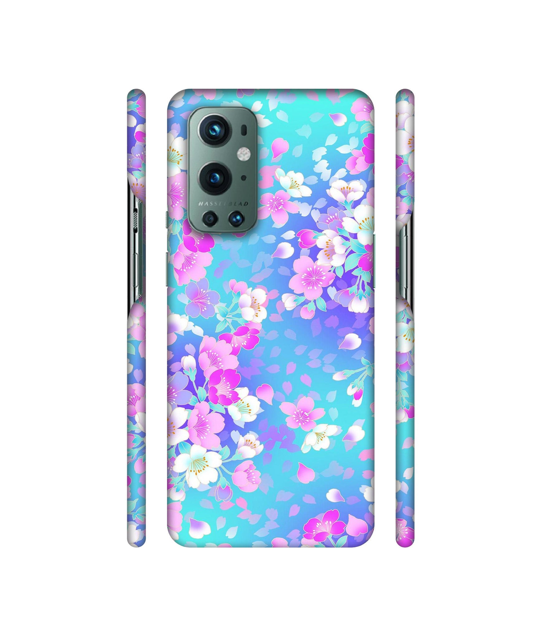Floral Blue Pattern Designer Hard Back Cover for OnePlus 9 Pro