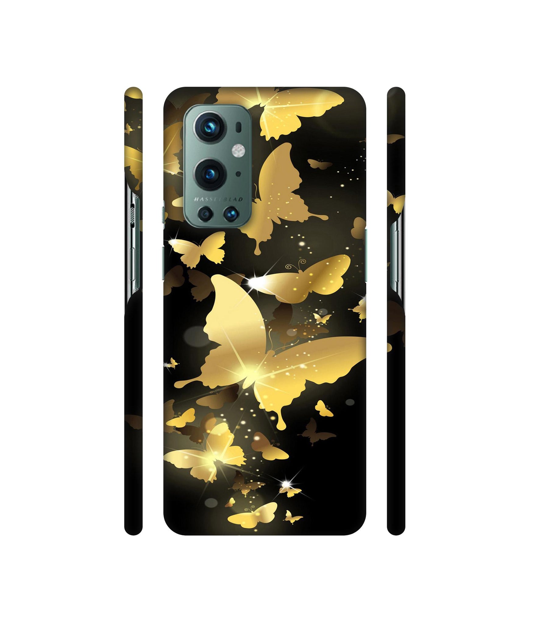Golden Butterfly Pattern Designer Hard Back Cover for OnePlus 9 Pro