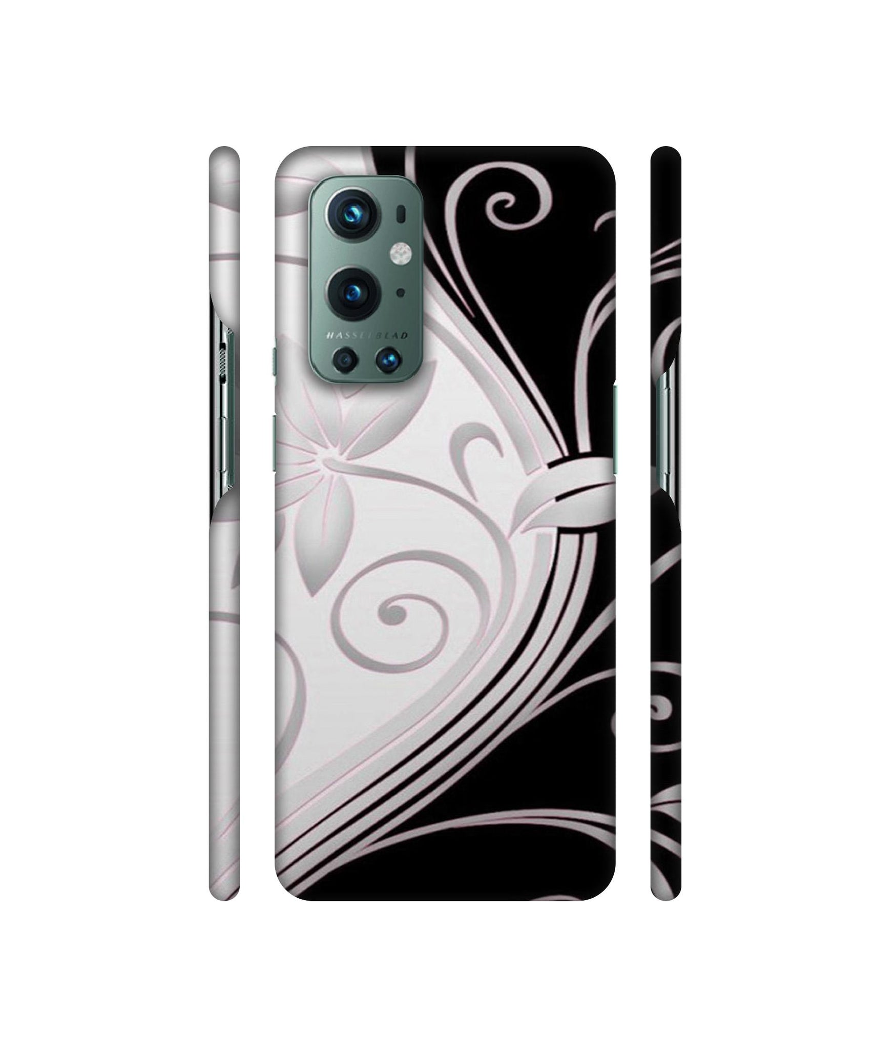 Black And White Flower Designer Hard Back Cover for OnePlus 9 Pro