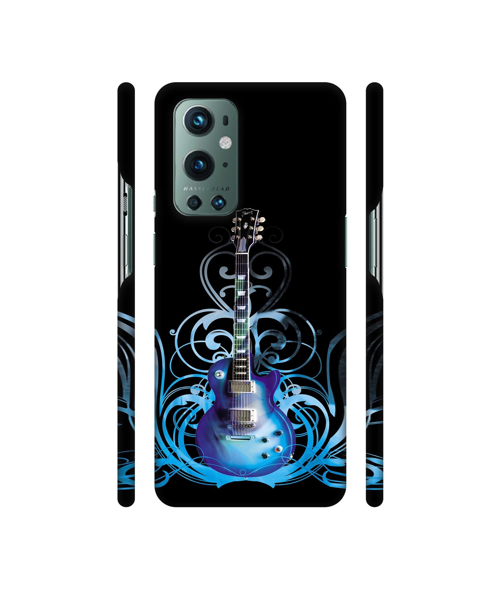 Guitar In Blue Pattern Designer Hard Back Cover for OnePlus 9 Pro