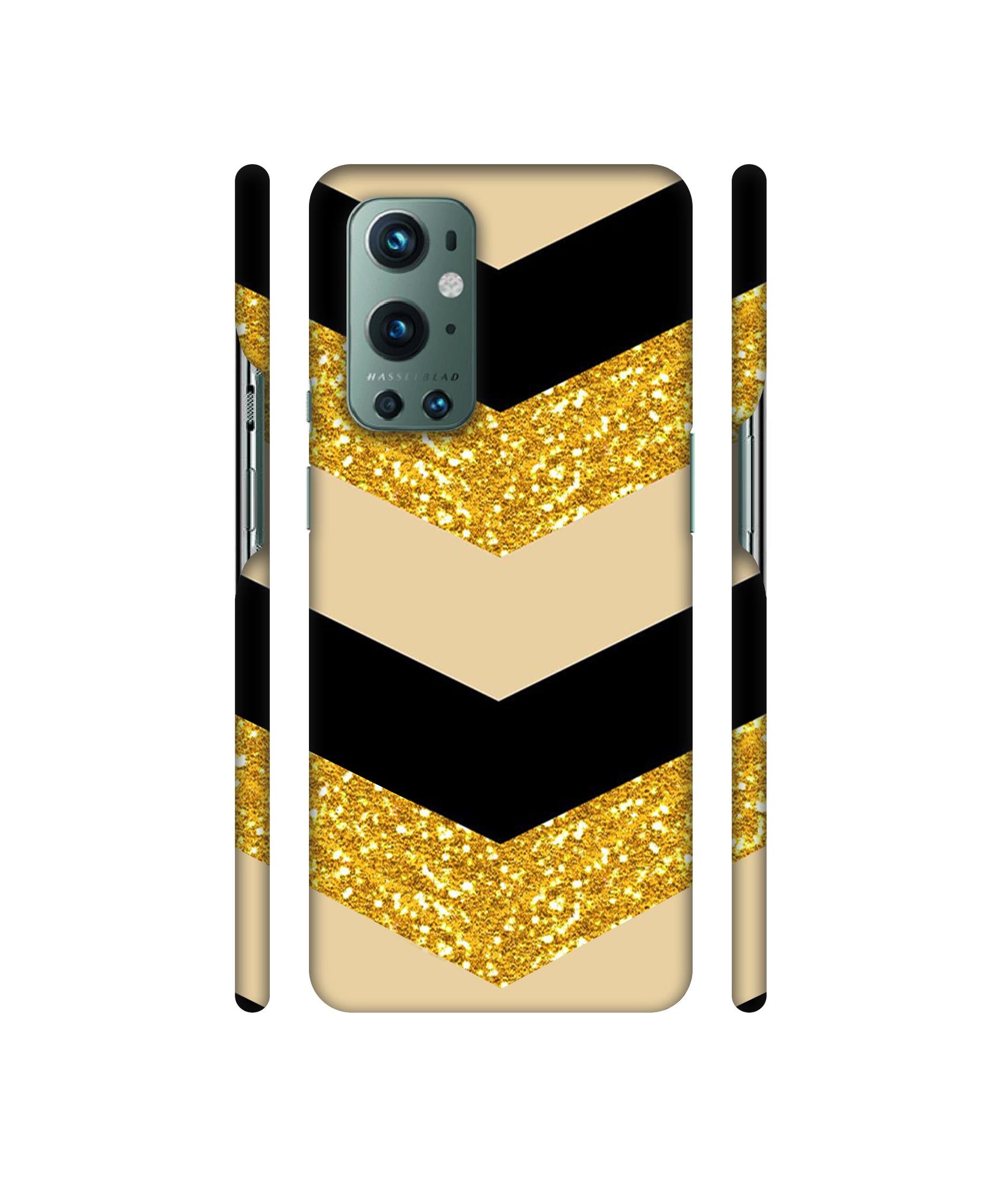 Black & Gold Designer Hard Back Cover for OnePlus 9 Pro