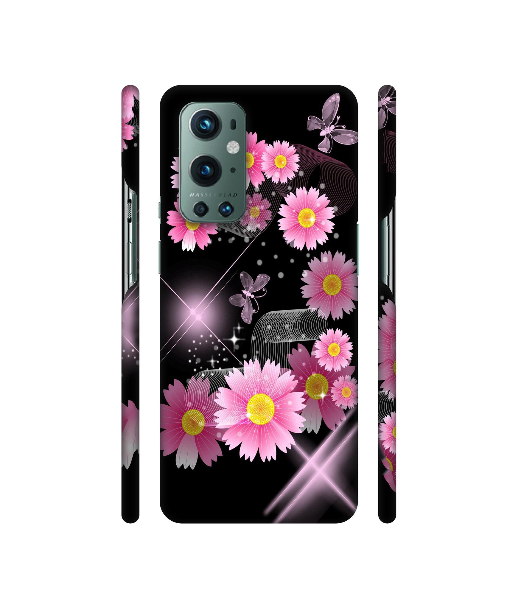 Pink Flower Designer Hard Back Cover for OnePlus 9 Pro