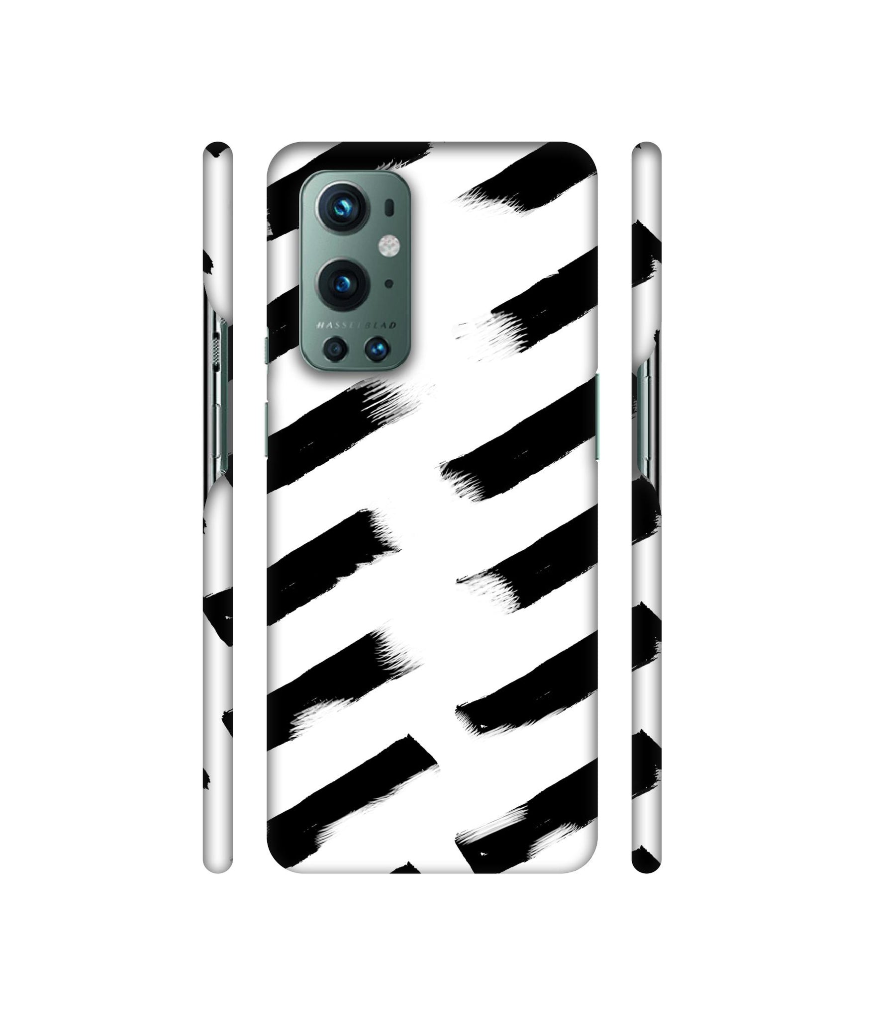 Black & White Rectangle Designer Hard Back Cover for OnePlus 9 Pro