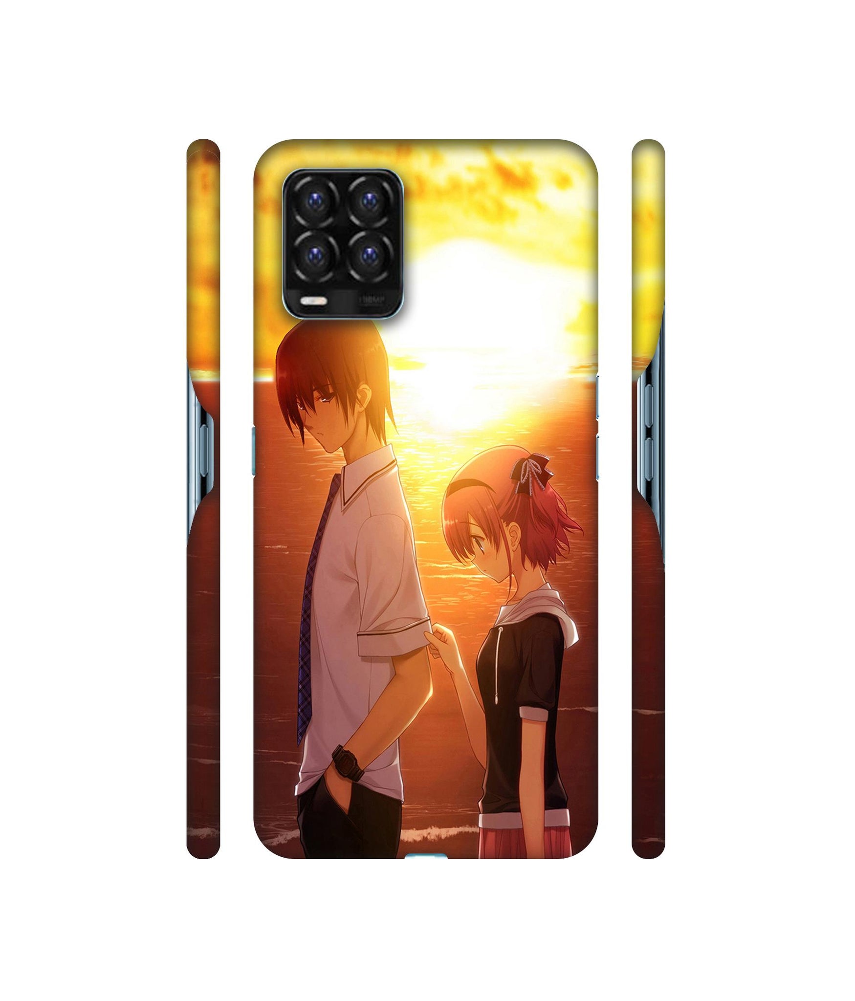 Girl Boy Sunset Sea Designer Hard Back Cover for Realme 8 / Realme 8 Pro
