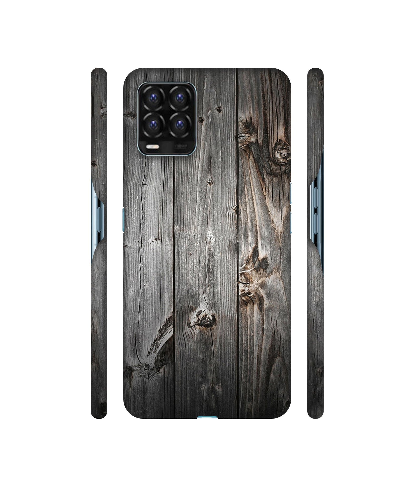 Grey Wooden Texture Designer Hard Back Cover for Realme 8 / Realme 8 Pro