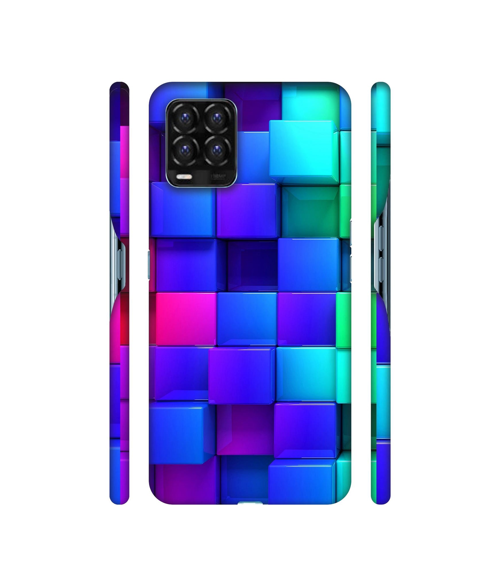 Blocks Rainbow 3D Graphics Designer Hard Back Cover for Realme 8 / Realme 8 Pro