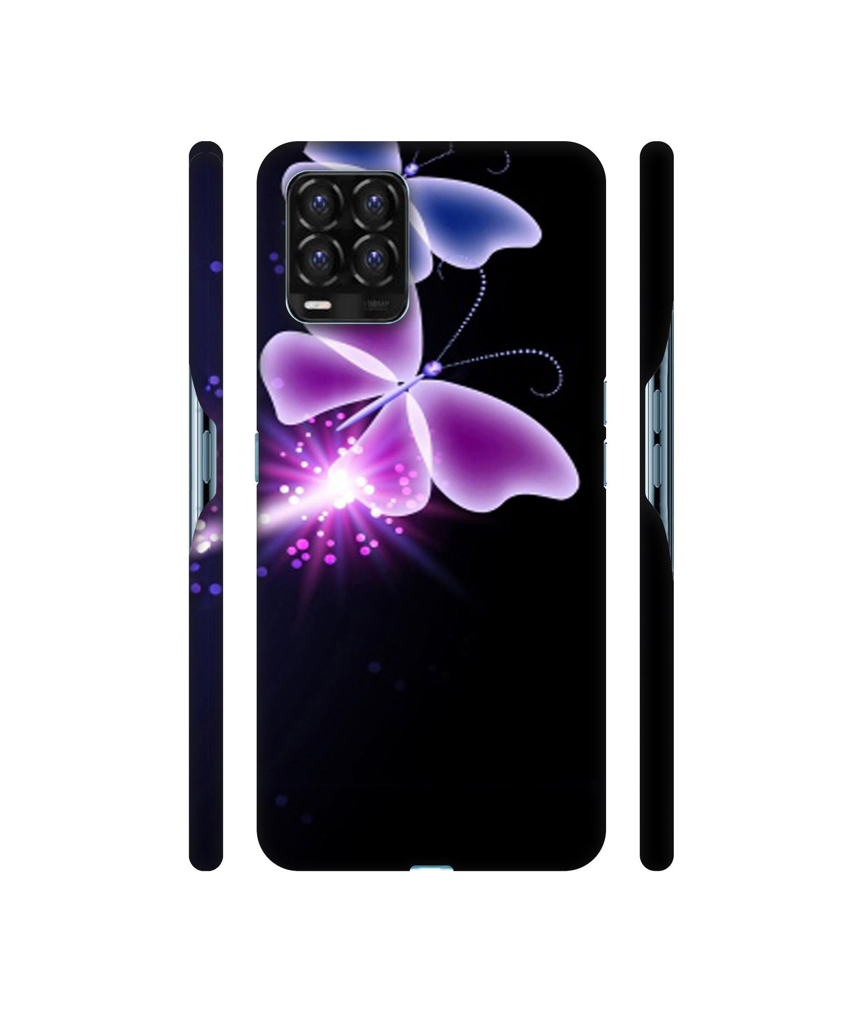 Neon Butterfly Light Abstract Shine Designer Hard Back Cover for Realme 8 / Realme 8 Pro