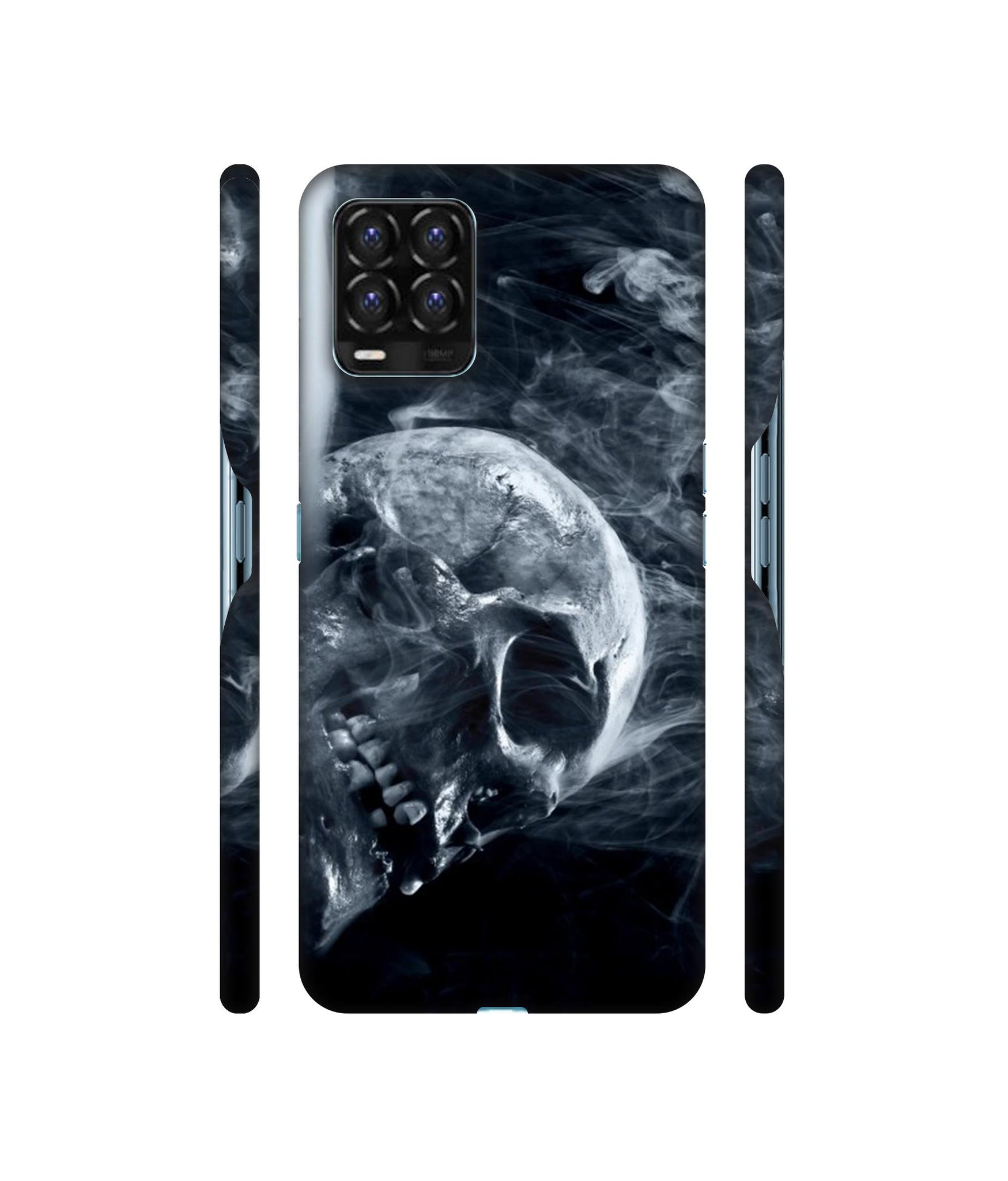 Skull Smoke Blue Scary Death Designer Hard Back Cover for Realme 8 / Realme 8 Pro