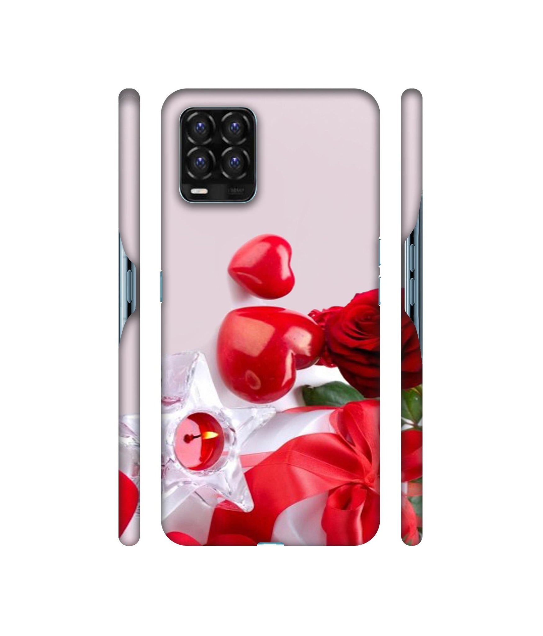 Red Rose Heart Valentines Couple Designer Hard Back Cover for Realme 8 / Realme 8 Pro