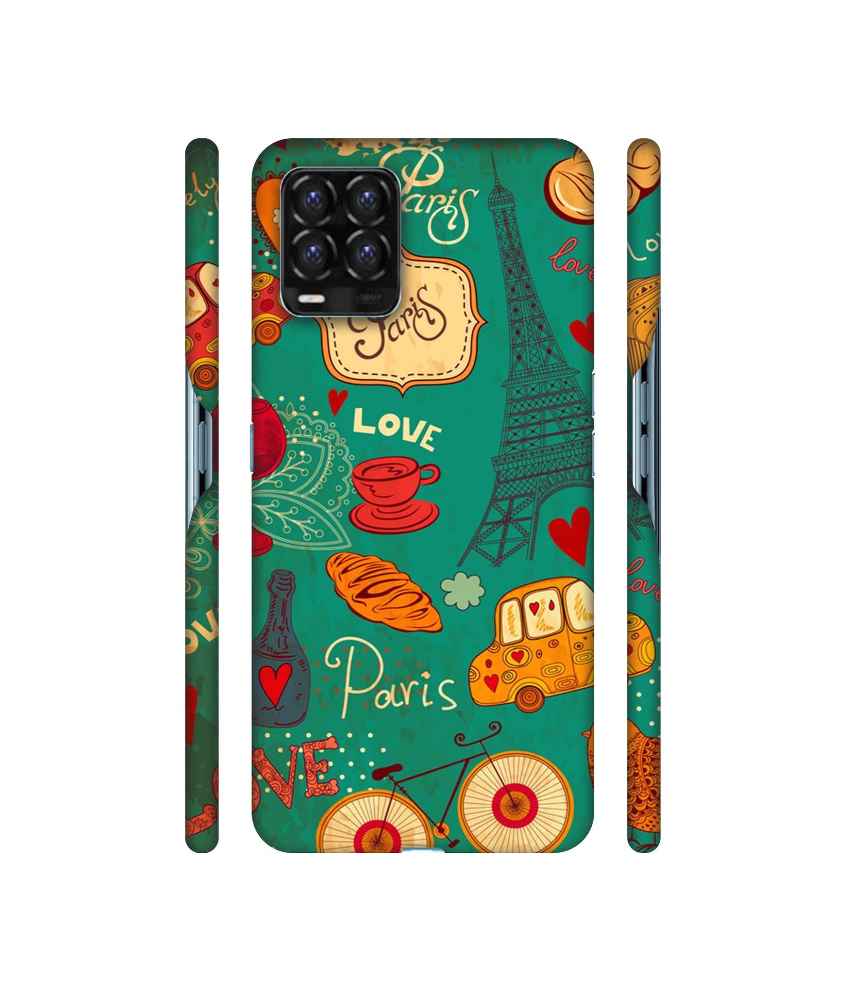Paris Love Print Designer Hard Back Cover for Realme 8 / Realme 8 Pro