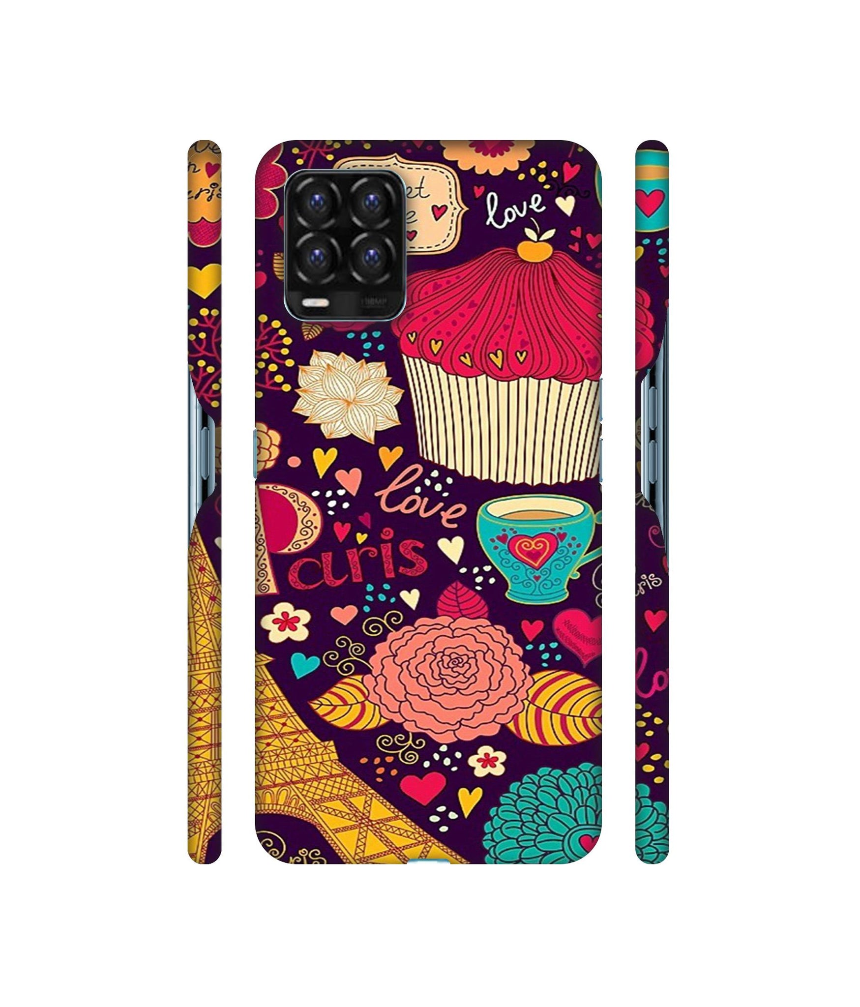 Paris Flower Love Designer Hard Back Cover for Realme 8 / Realme 8 Pro