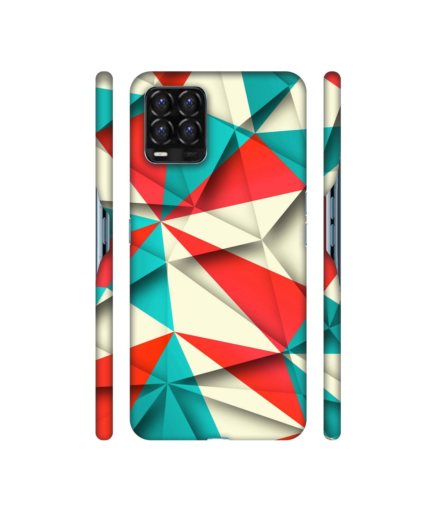 Red Blue White Pattern Designer Hard Back Cover for Realme 8 / Realme 8 Pro