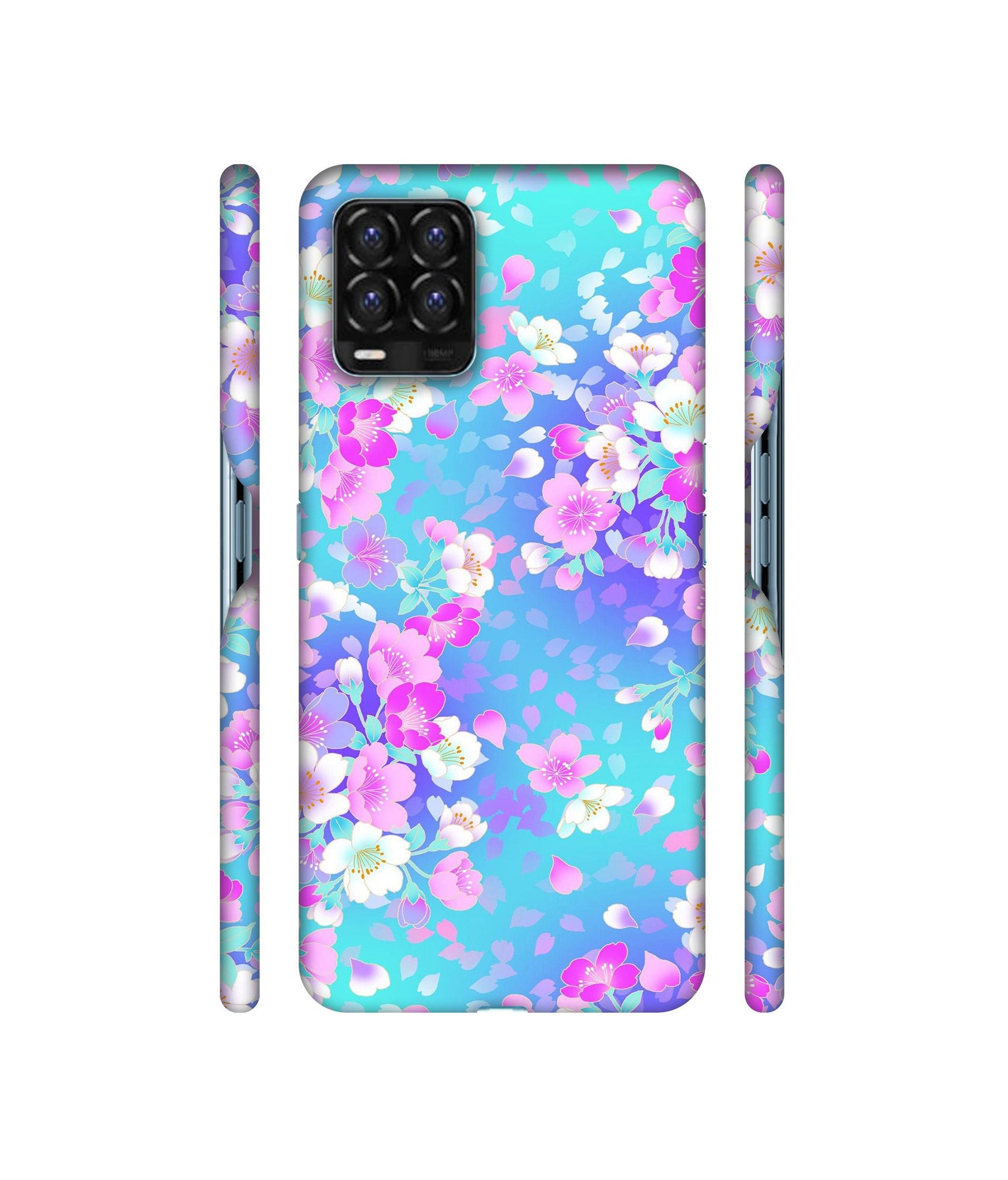 Floral Blue Pattern Designer Hard Back Cover for Realme 8 / Realme 8 Pro