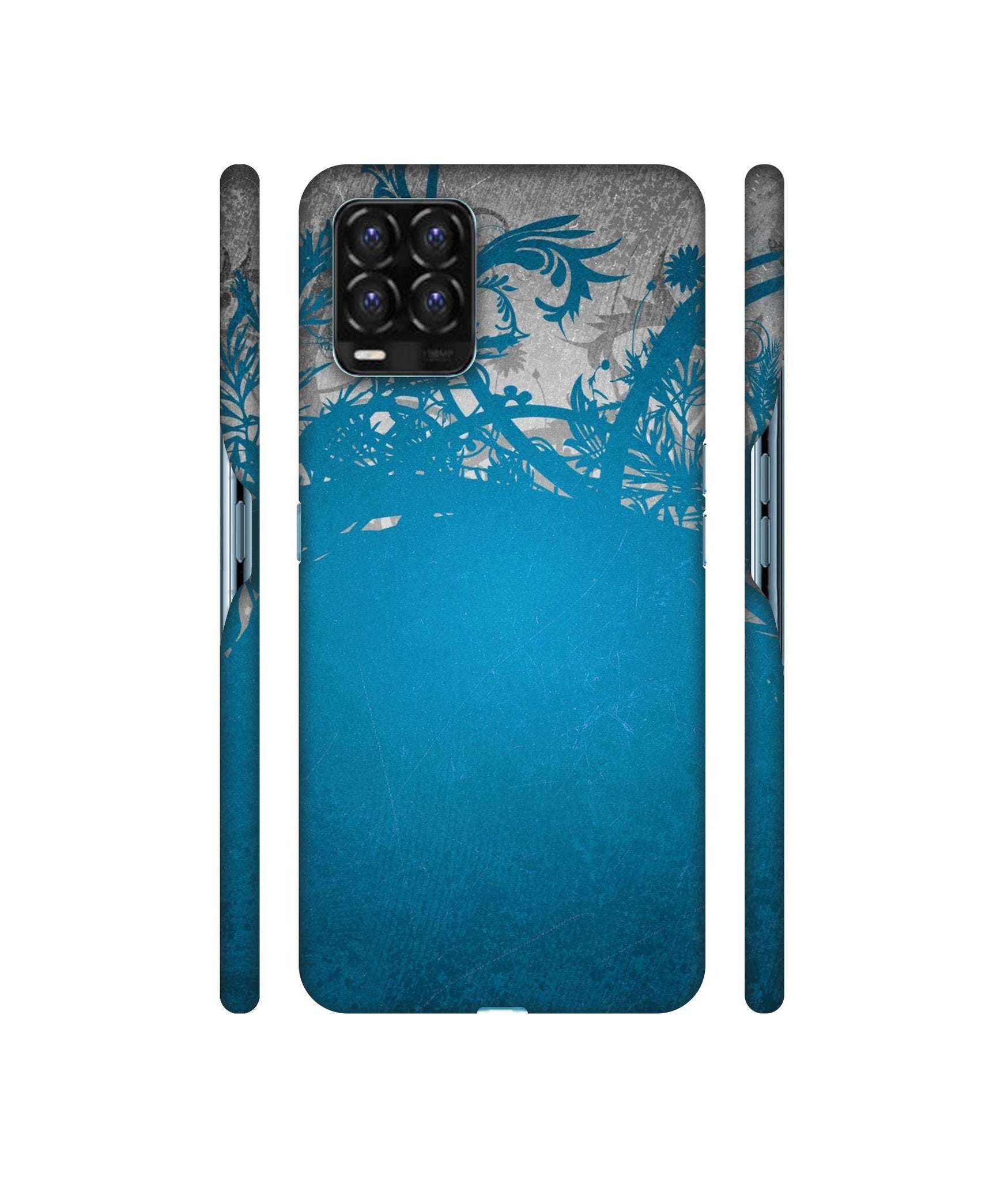 Blue Floral Pattern Designer Hard Back Cover for Realme 8 / Realme 8 Pro
