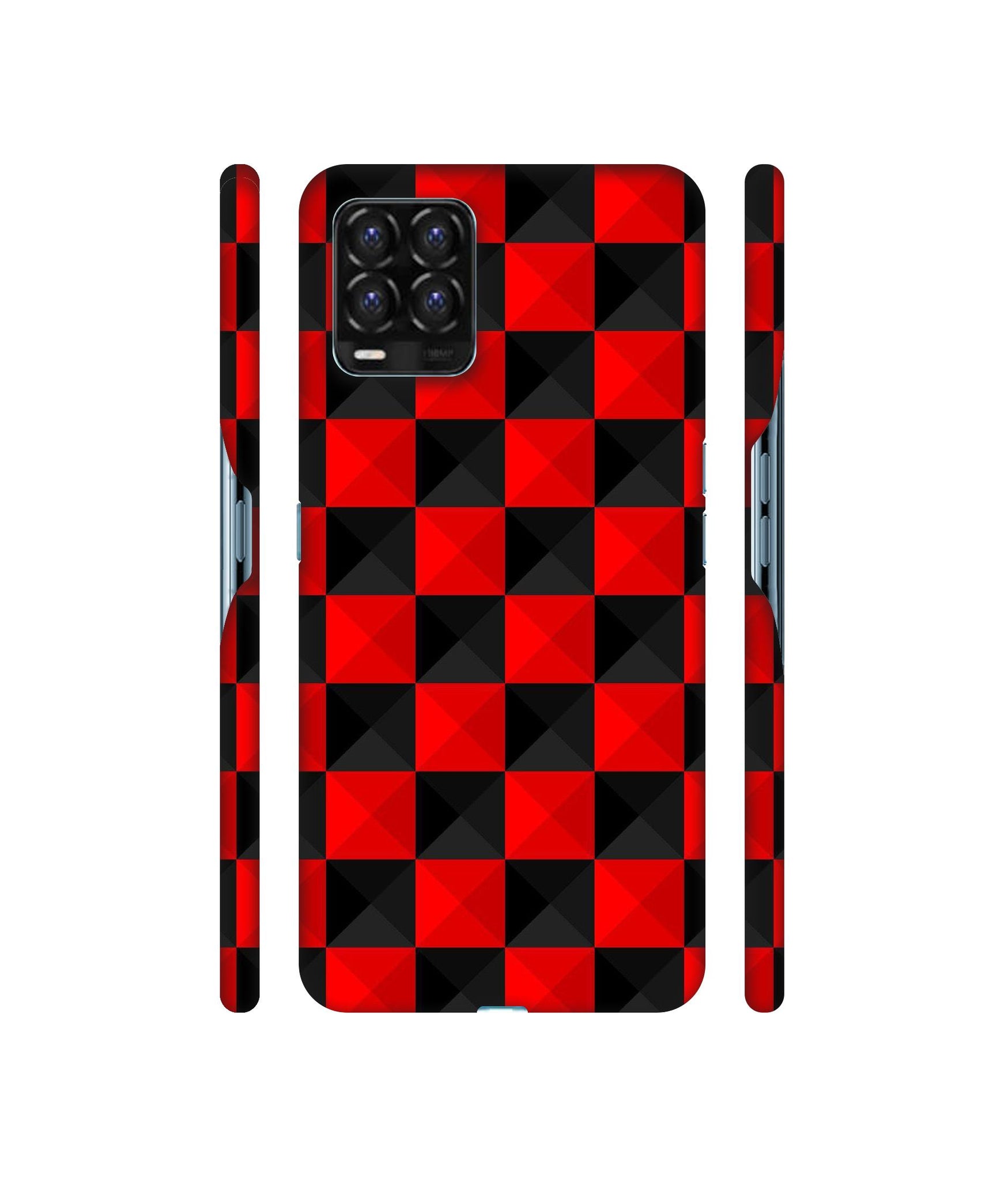 Red N Black Cubes Designer Hard Back Cover for Realme 8 / Realme 8 Pro