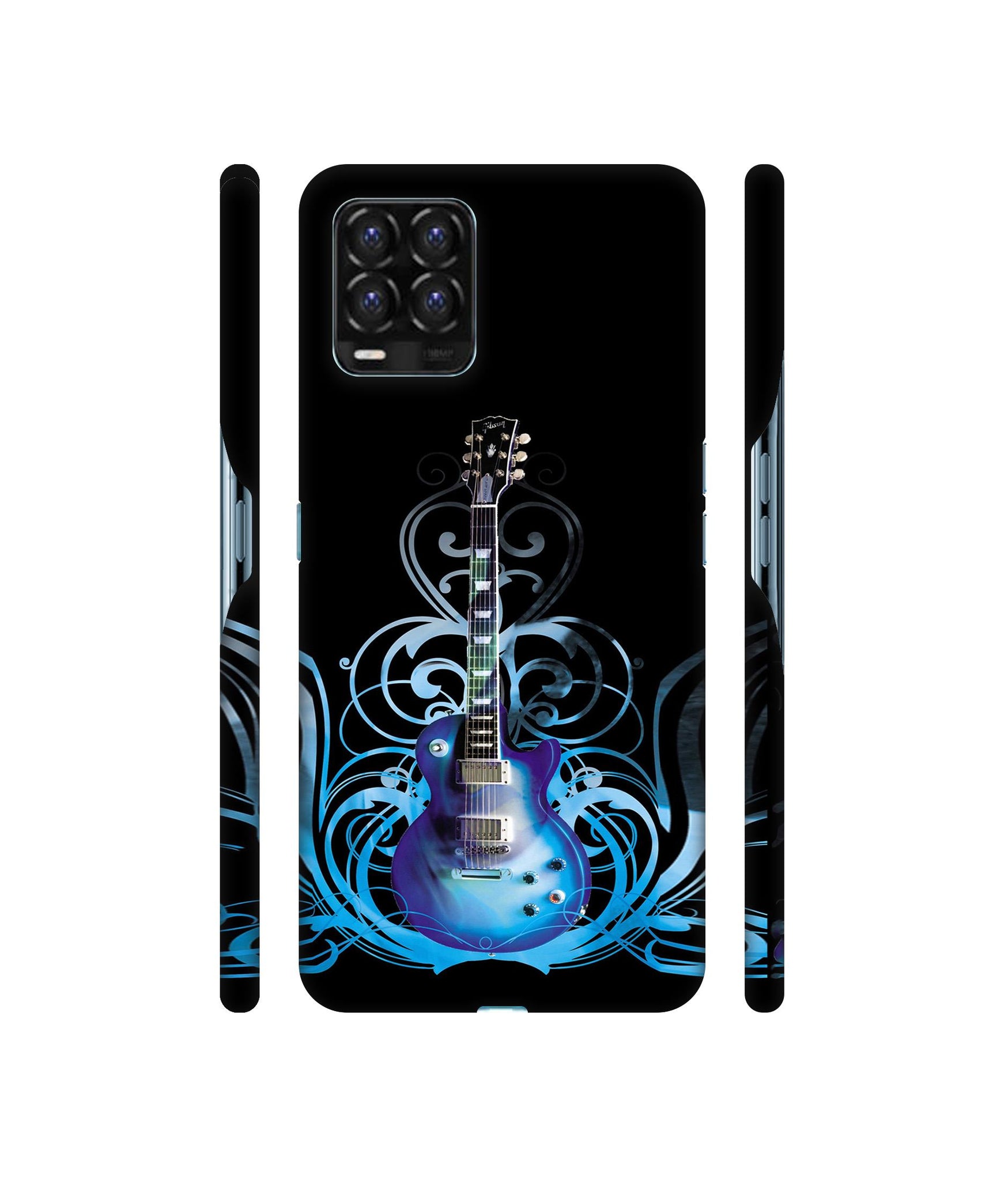 Guitar In Blue Pattern Designer Hard Back Cover for Realme 8 / Realme 8 Pro