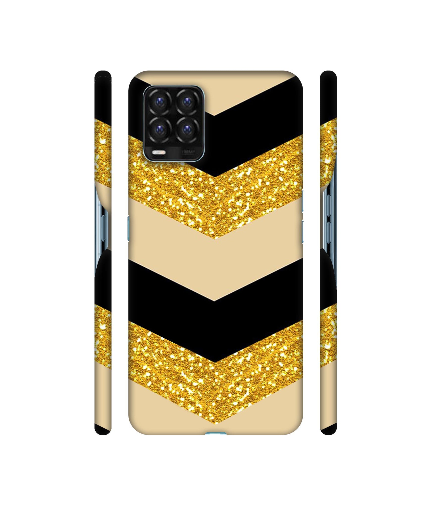 Black & Gold Designer Hard Back Cover for Realme 8 / Realme 8 Pro
