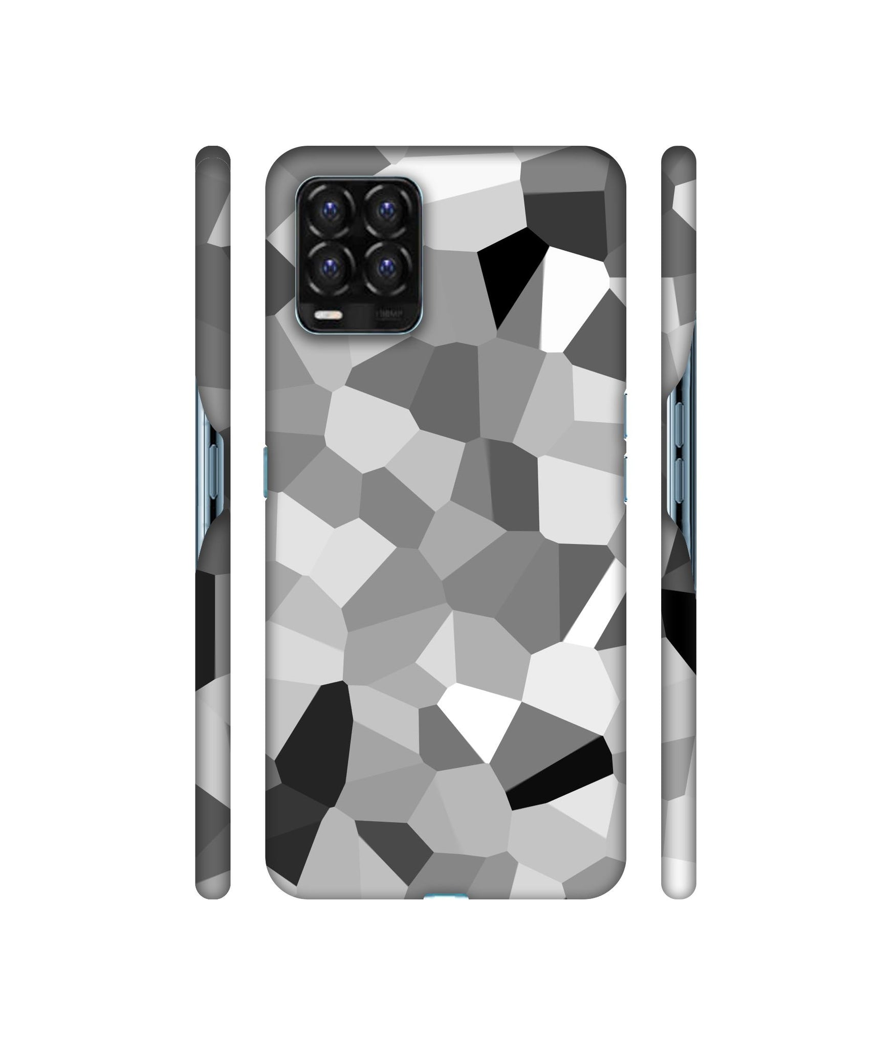 Black & White Mathematical Shape Designer Hard Back Cover for Realme 8 / Realme 8 Pro