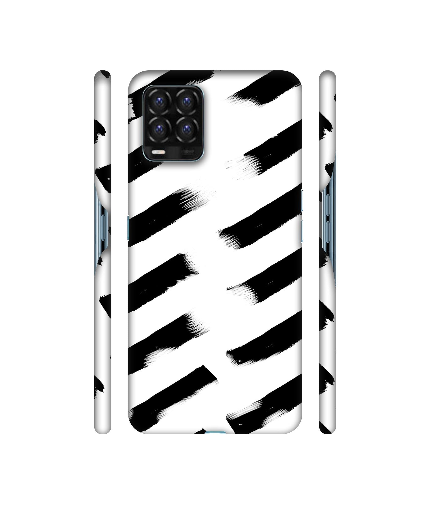 Black & White Rectangle Designer Hard Back Cover for Realme 8 / Realme 8 Pro