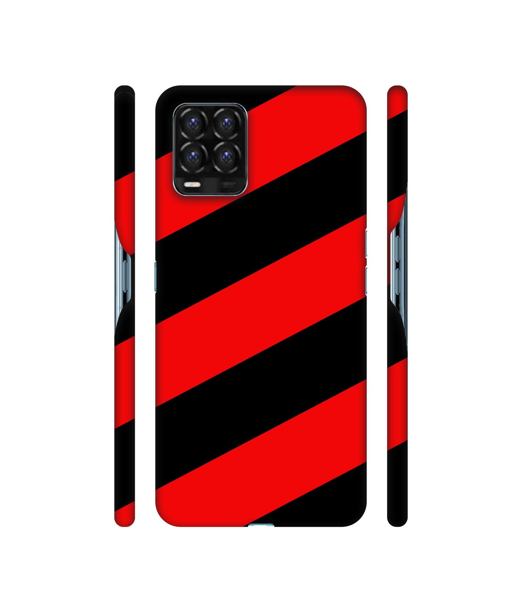 Red and Black Line Designer Hard Back Cover for Realme 8 / Realme 8 Pro