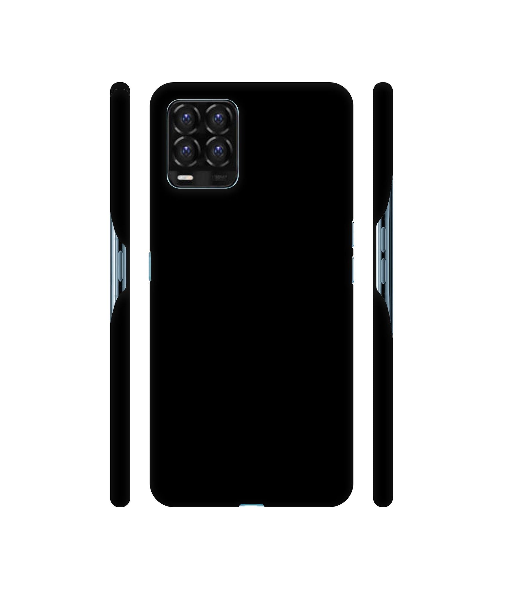 Solid Black Designer Hard Back Cover for Realme 8 / Realme 8 Pro