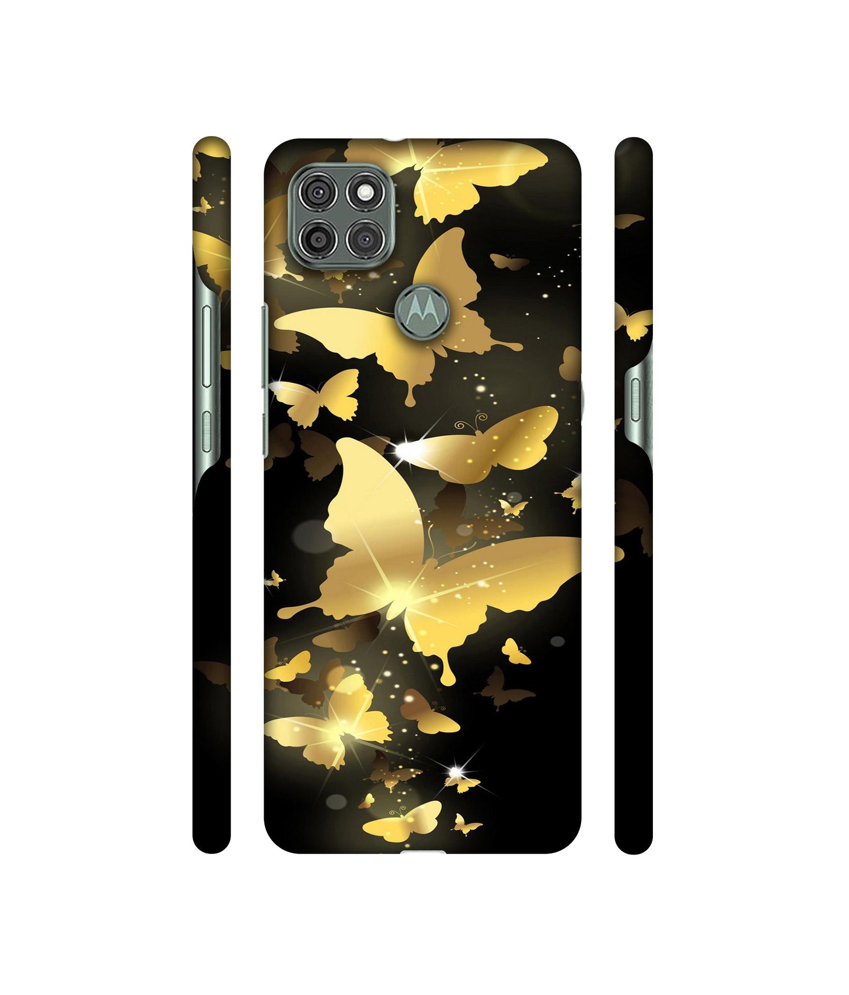Golden Butterfly Pattern Designer Hard Back Cover for Motorola Moto G9 Power