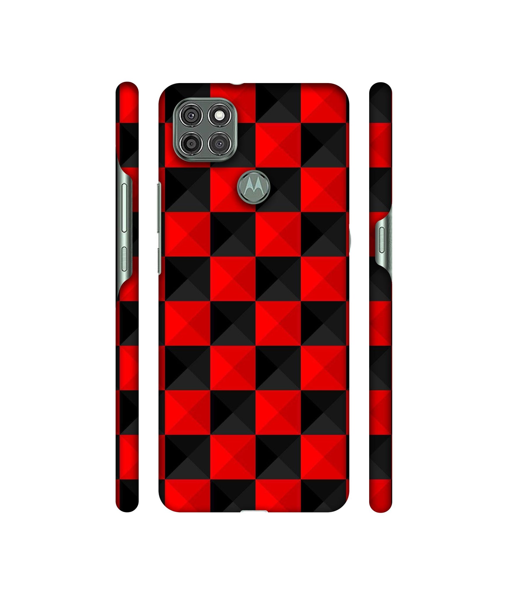 Red N Black Cubes Designer Hard Back Cover for Motorola Moto G9 Power