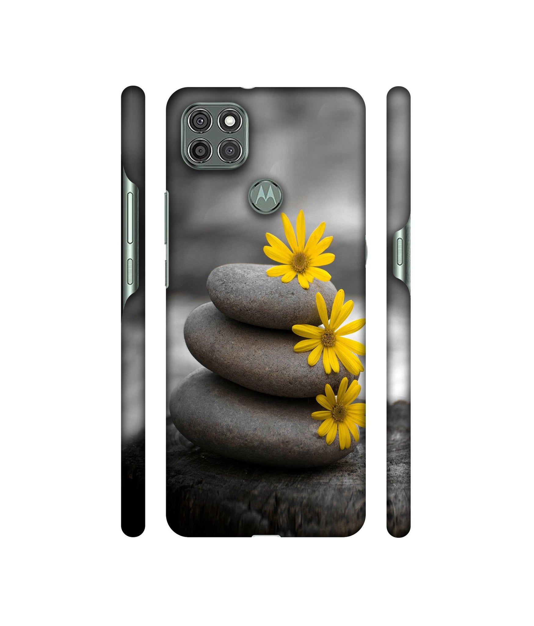 Stones And Flower Designer Hard Back Cover for Motorola Moto G9 Power