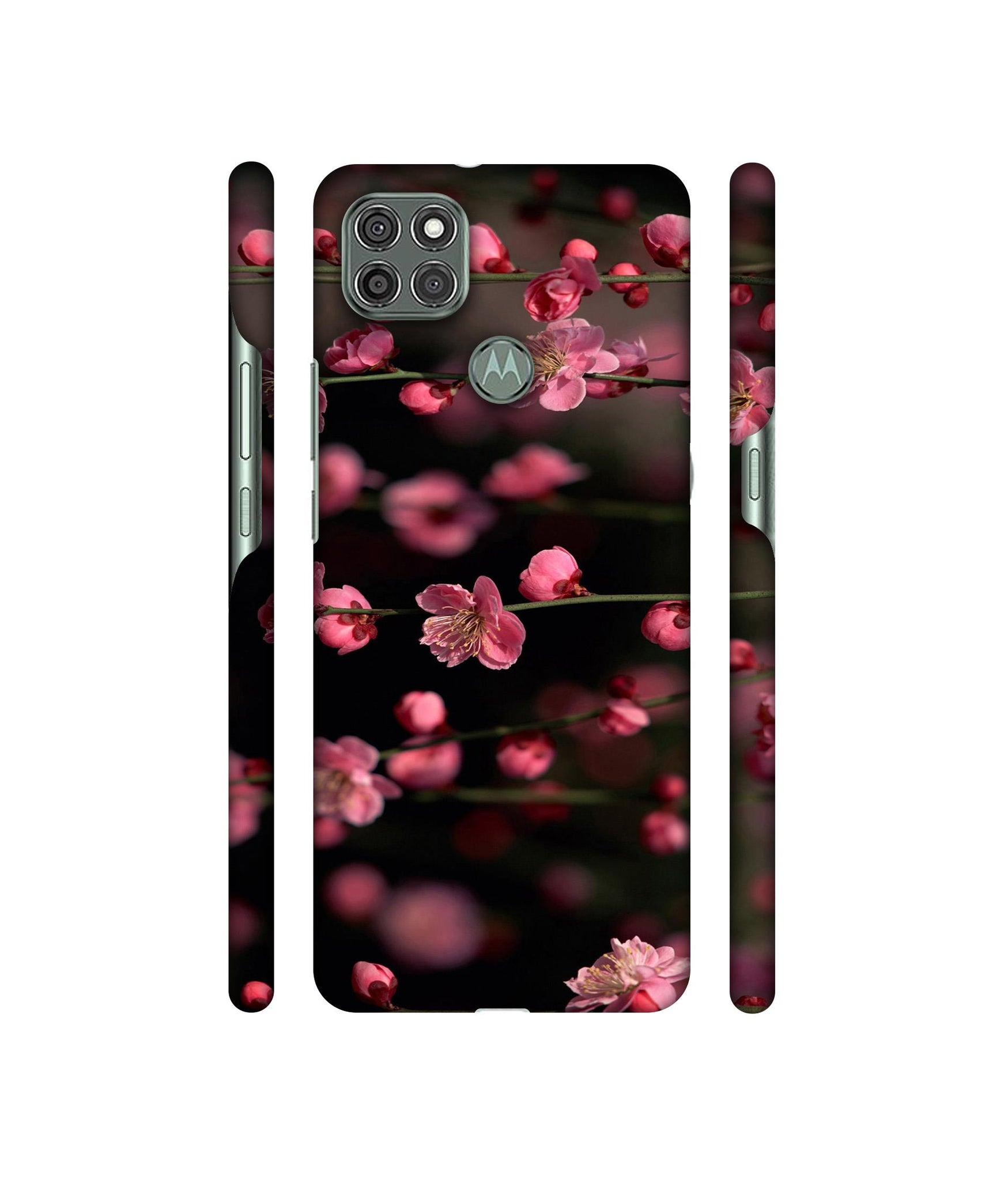 Pink Flowers Designer Hard Back Cover for Motorola Moto G9 Power