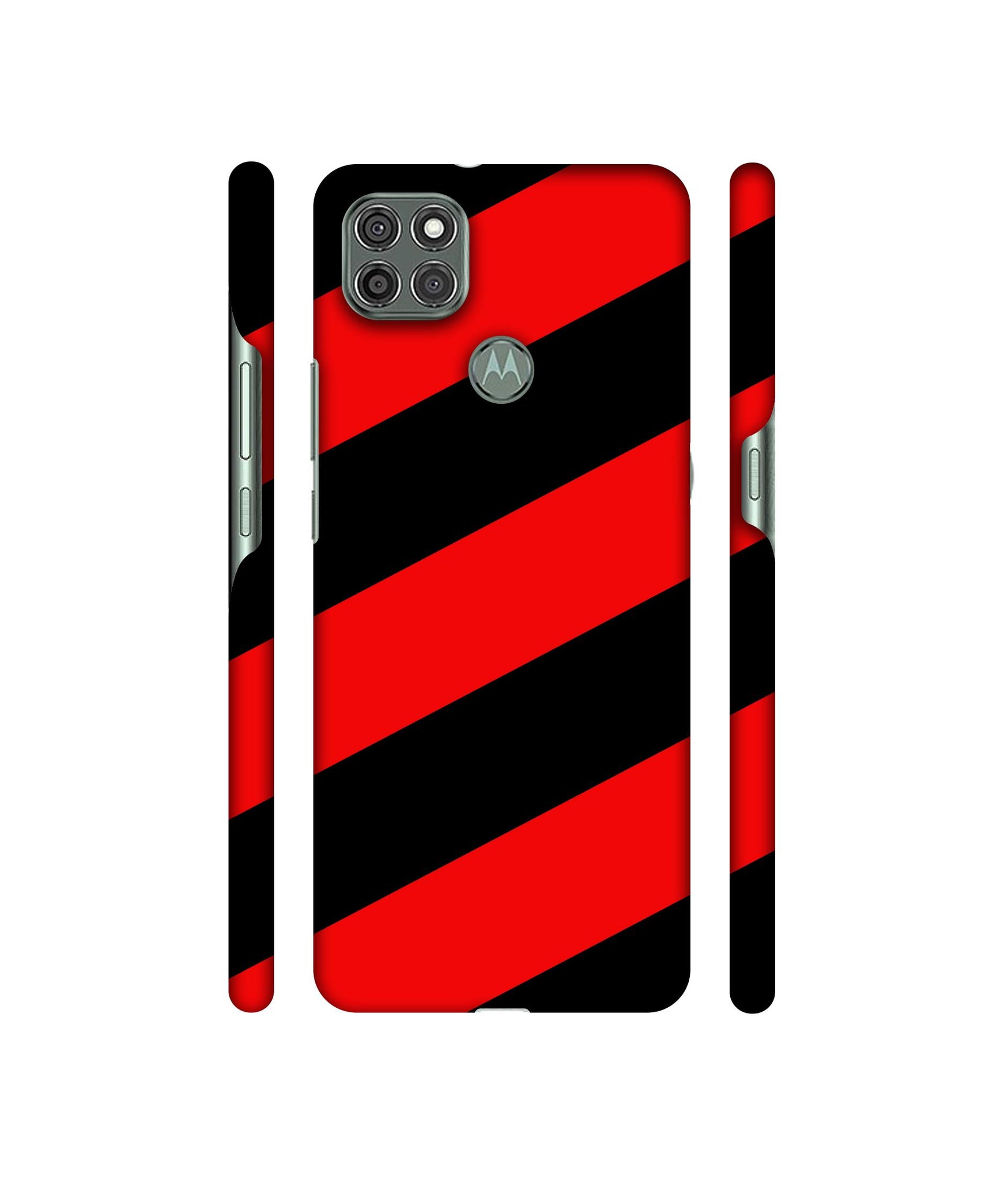 Red and Black Line Designer Hard Back Cover for Motorola Moto G9 Power