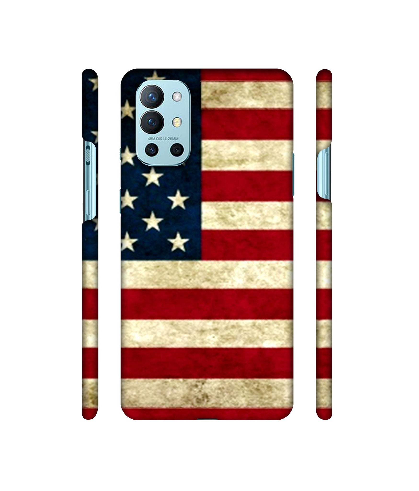 Multicoloured USA Flag Designer Hard Back Cover for OnePlus 9R