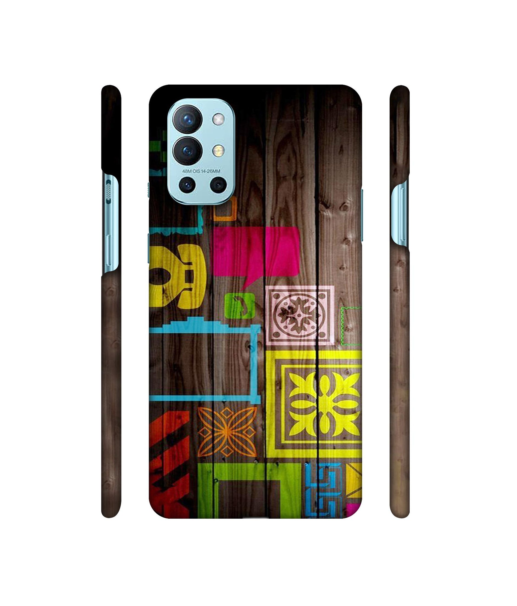 Stamps on Wooden Texture Designer Hard Back Cover for OnePlus 9R