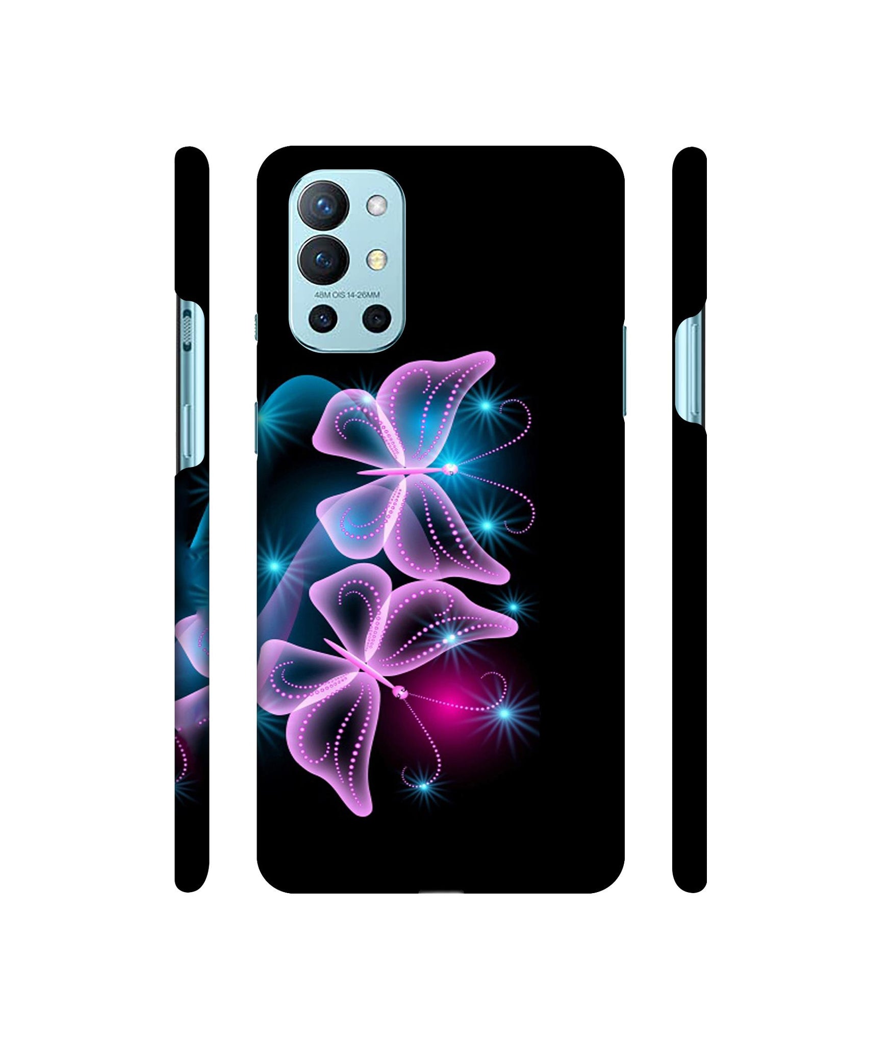 Butterflies Neon Light Designer Hard Back Cover for OnePlus 9R