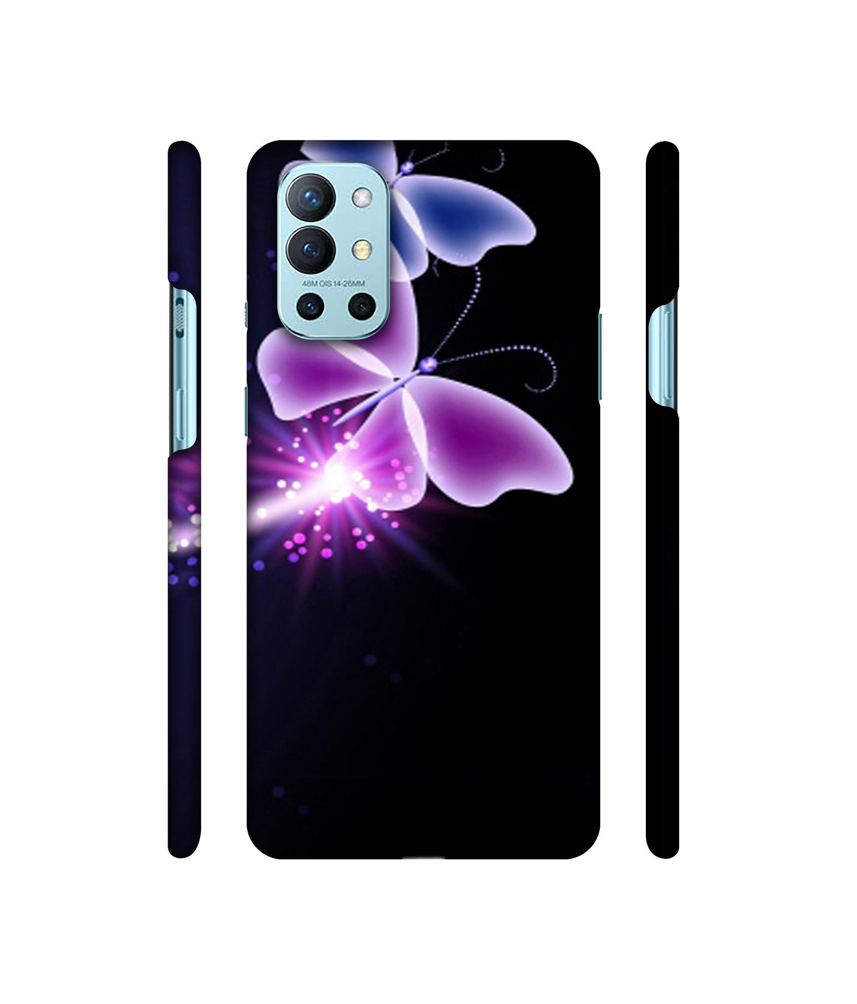 Neon Butterfly Light Abstract Shine Designer Hard Back Cover for OnePlus 9R