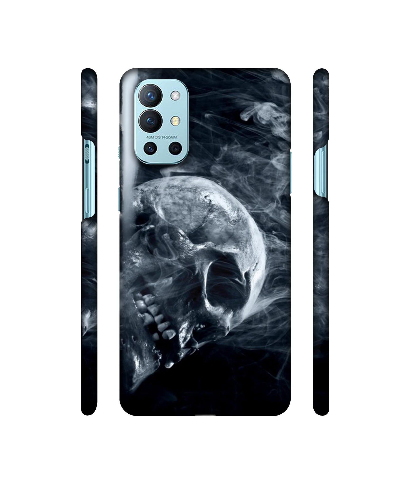 Skull Smoke Blue Scary Death Designer Hard Back Cover for OnePlus 9R