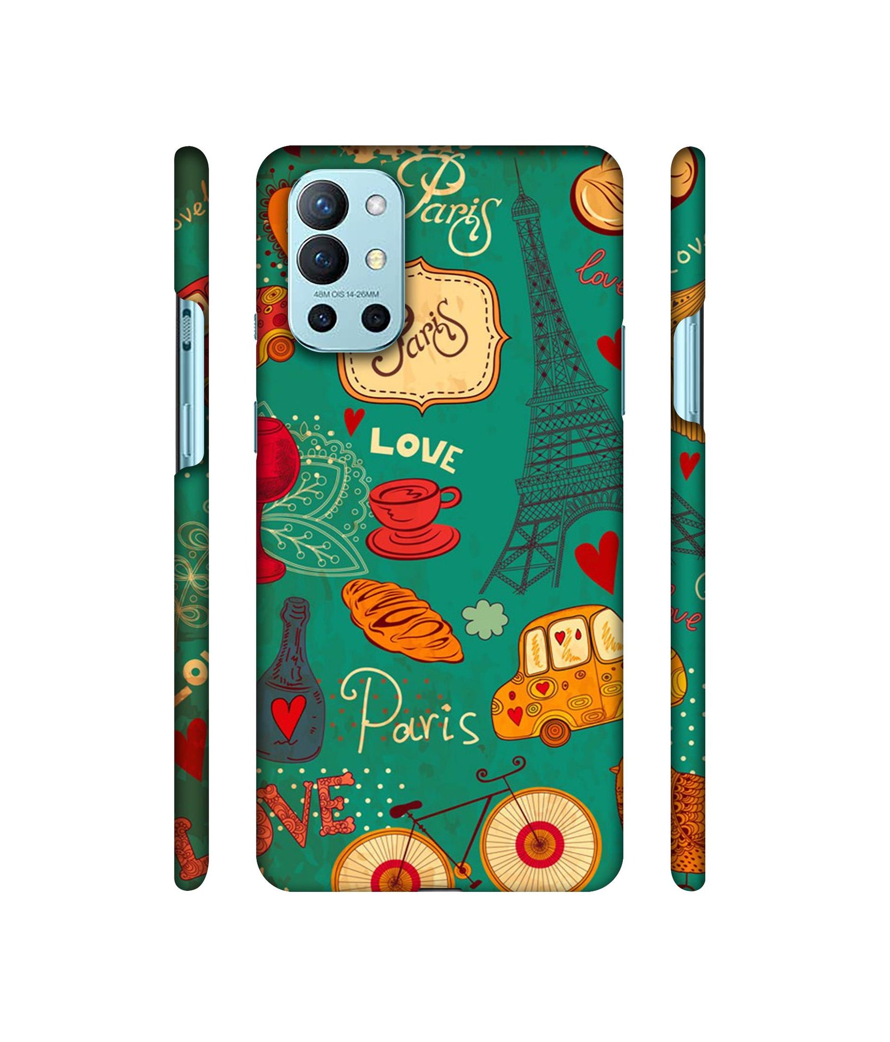 Paris Love Print Designer Hard Back Cover for OnePlus 9R