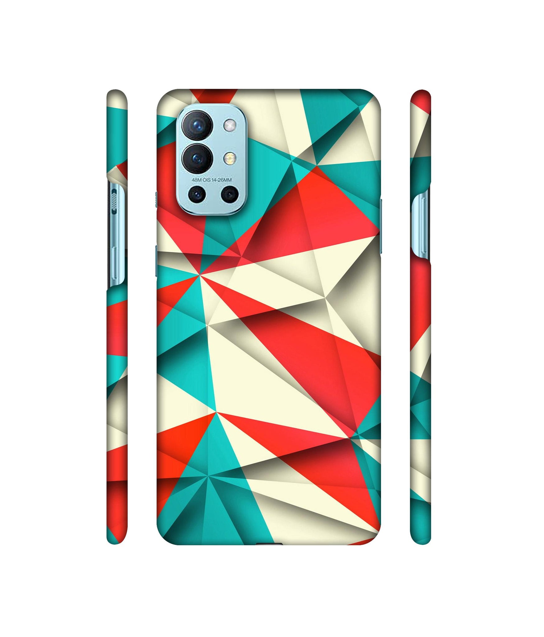 Red Blue White Pattern Designer Hard Back Cover for OnePlus 9R