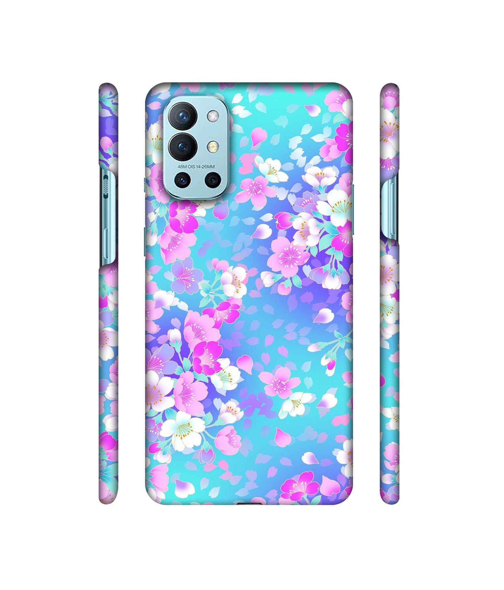 Floral Blue Pattern Designer Hard Back Cover for OnePlus 9R