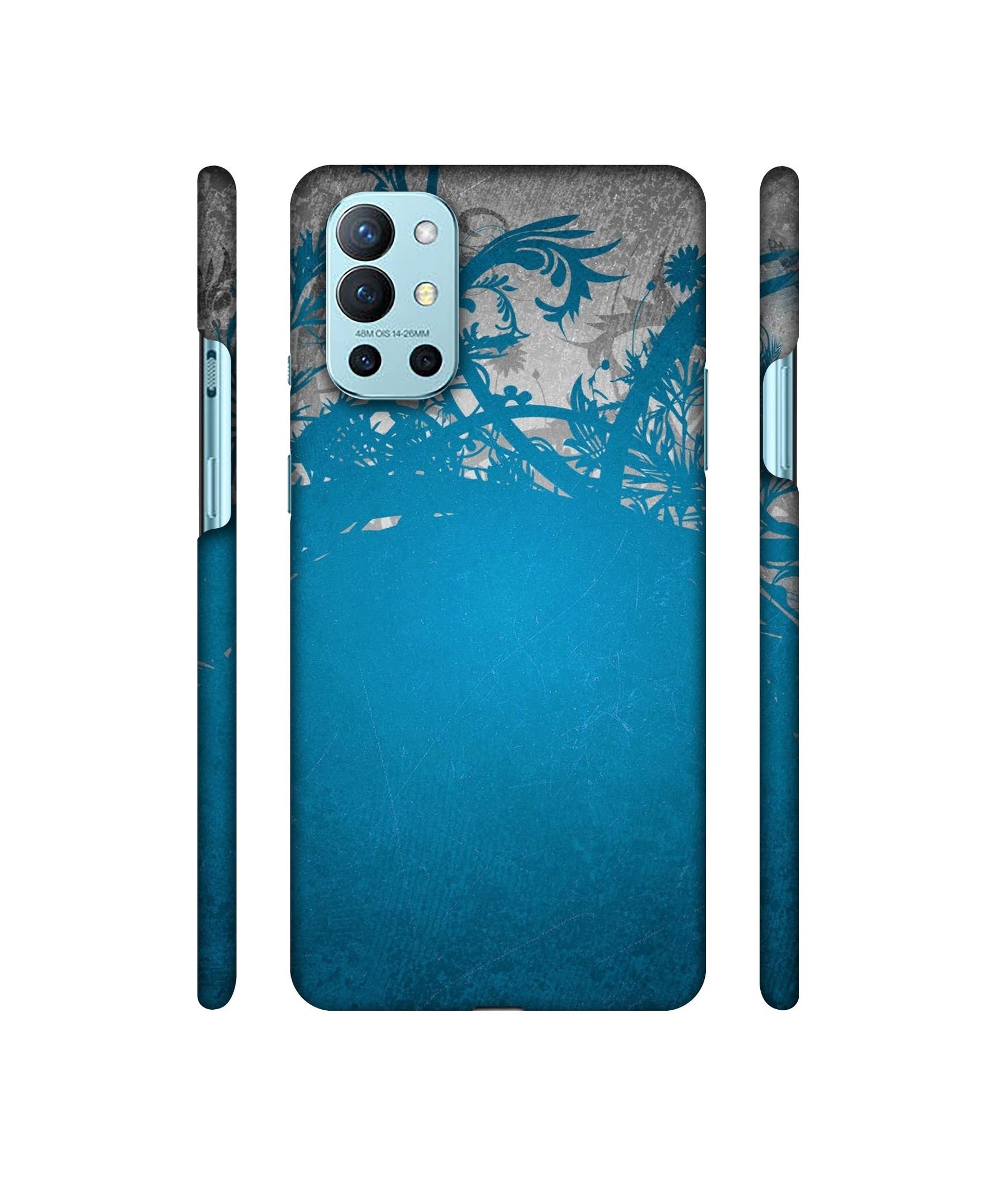 Blue Floral Pattern Designer Hard Back Cover for OnePlus 9R