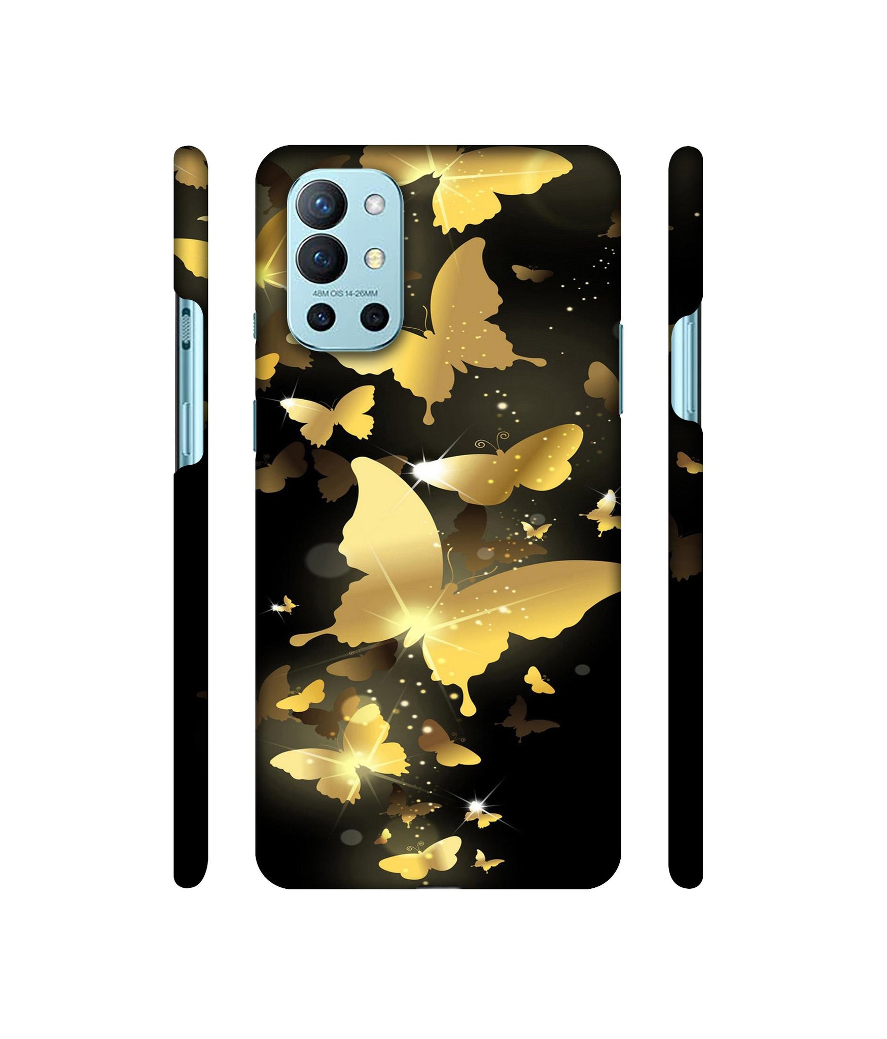 Golden Butterfly Pattern Designer Hard Back Cover for OnePlus 9R