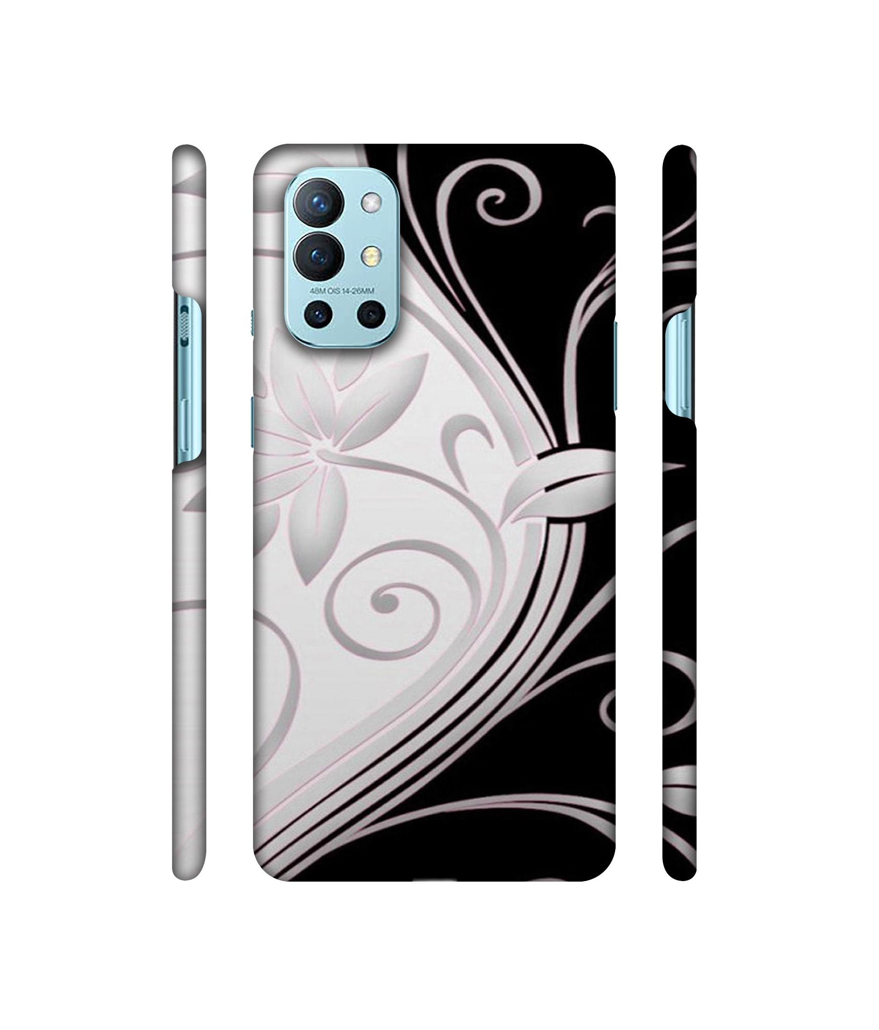 Black And White Flower Designer Hard Back Cover for OnePlus 9R