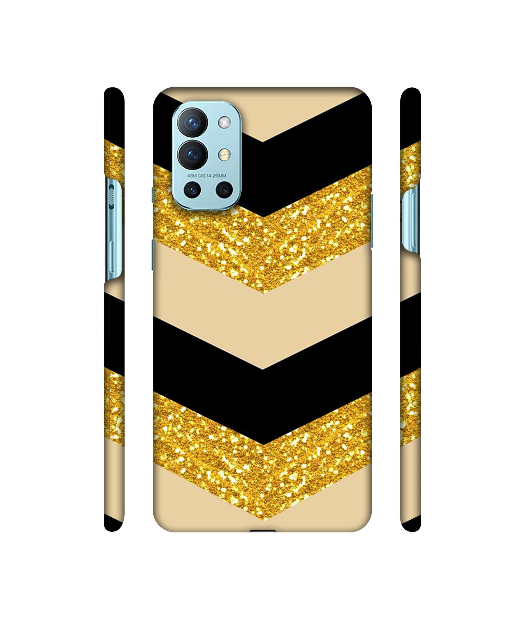 Black & Gold Designer Hard Back Cover for OnePlus 9R