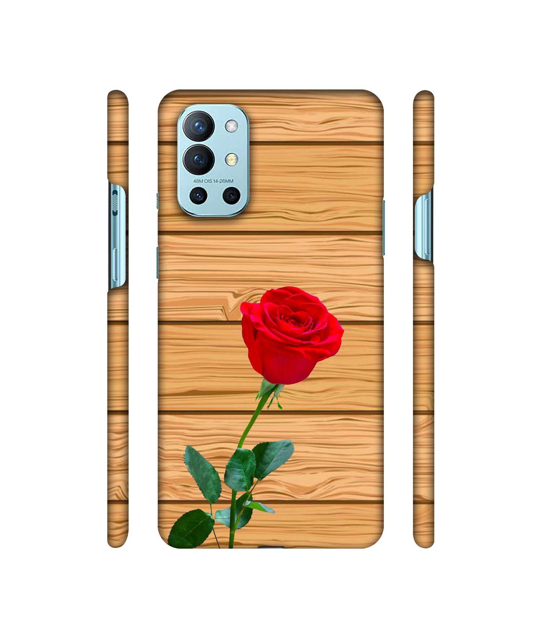 Rose With Wooden Texture Designer Hard Back Cover for OnePlus 9R