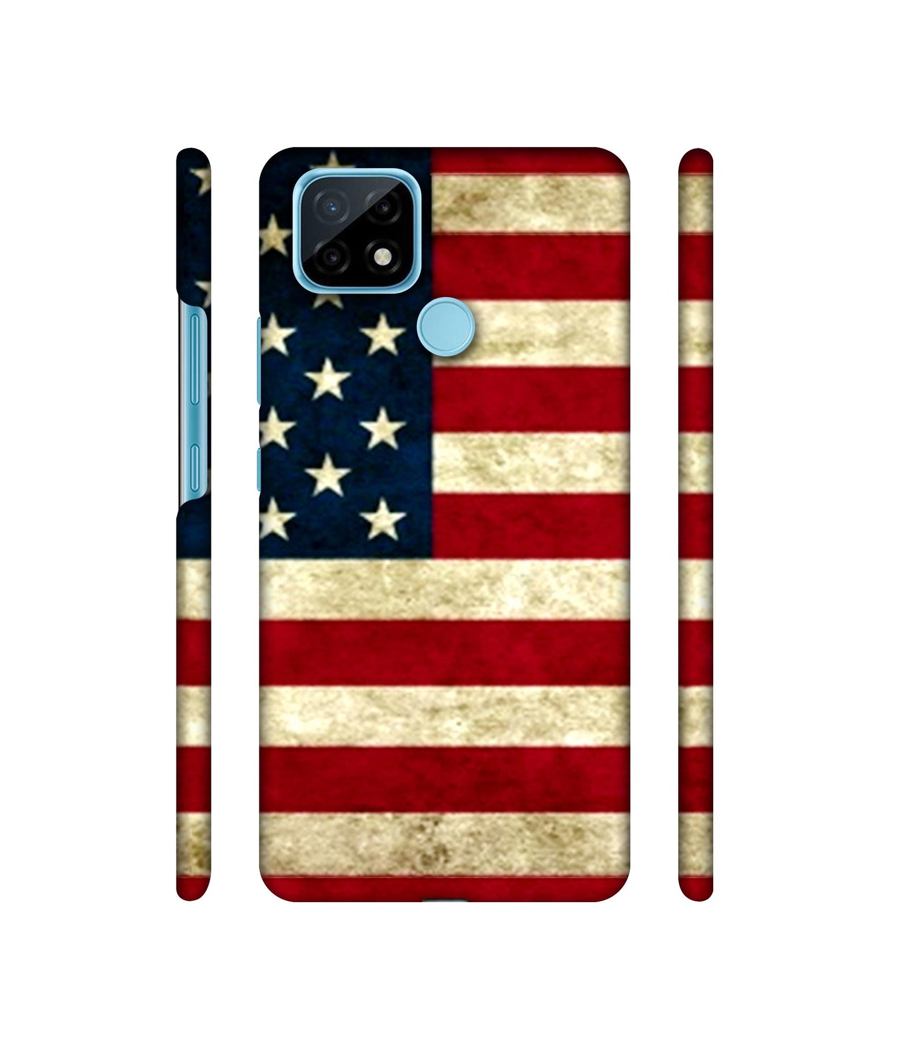 Multicoloured USA Flag Designer Hard Back Cover for Realme C21