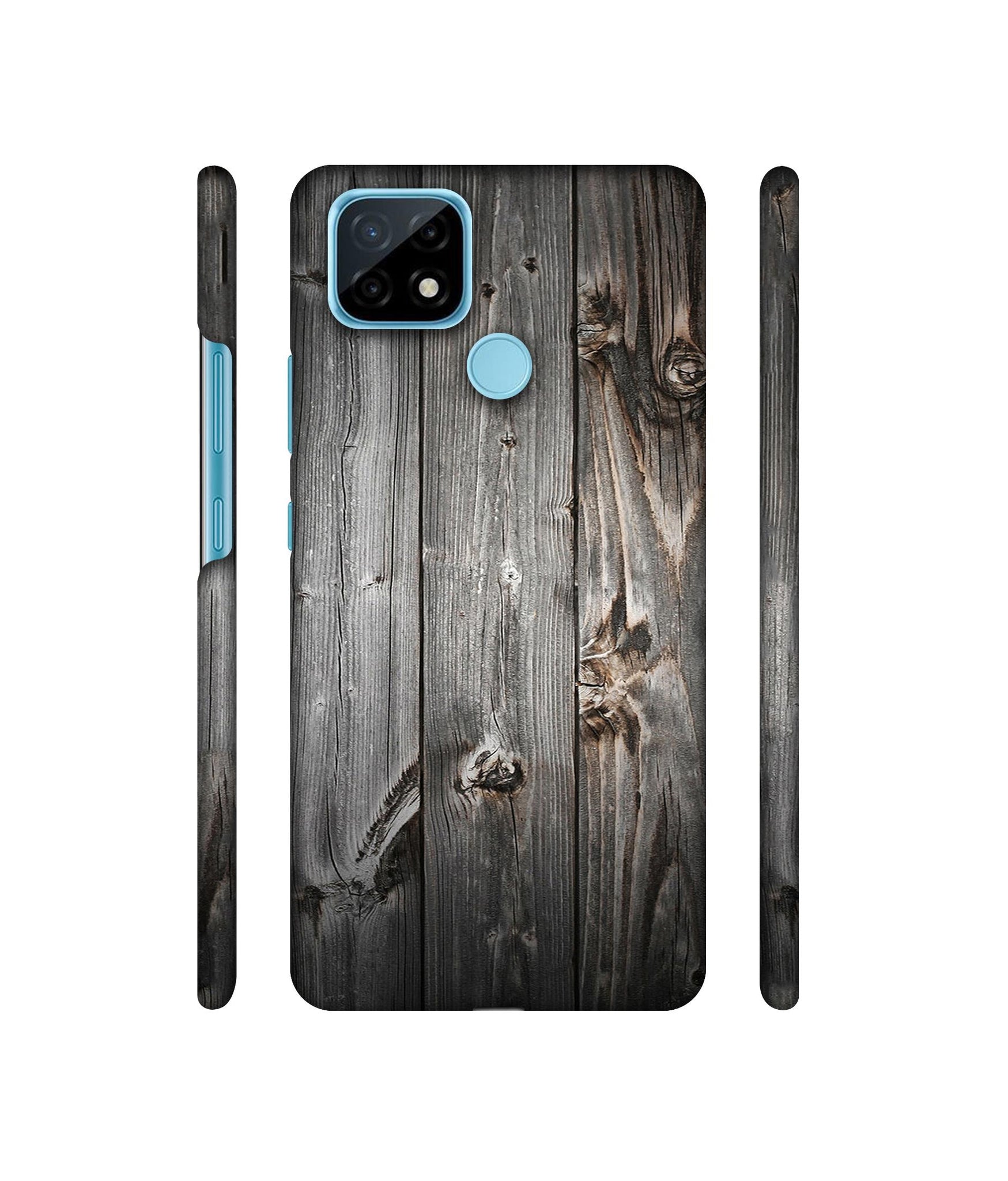 Grey Wooden Texture Designer Hard Back Cover for Realme C21