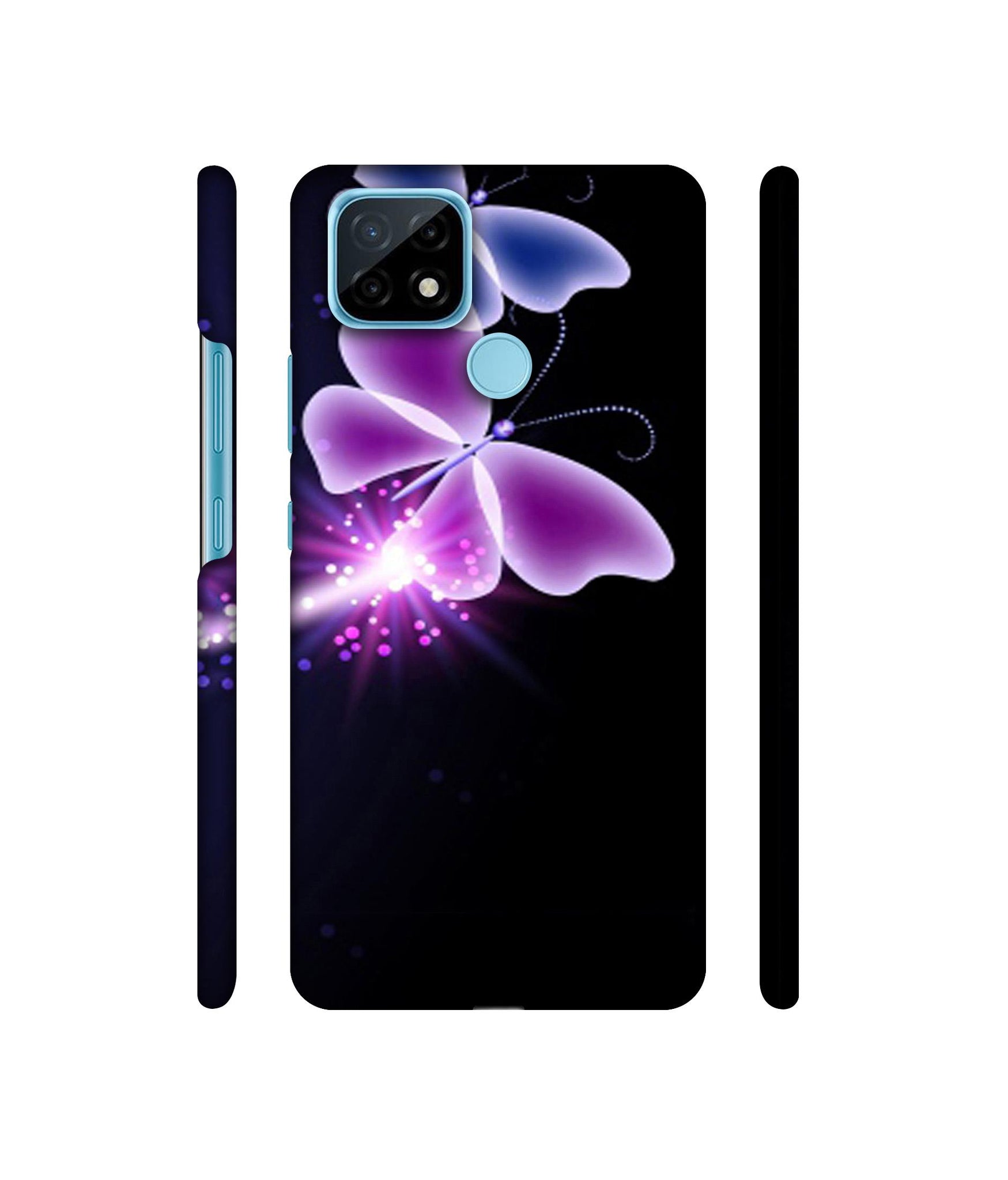 Neon Butterfly Light Abstract Shine Designer Hard Back Cover for Realme C21