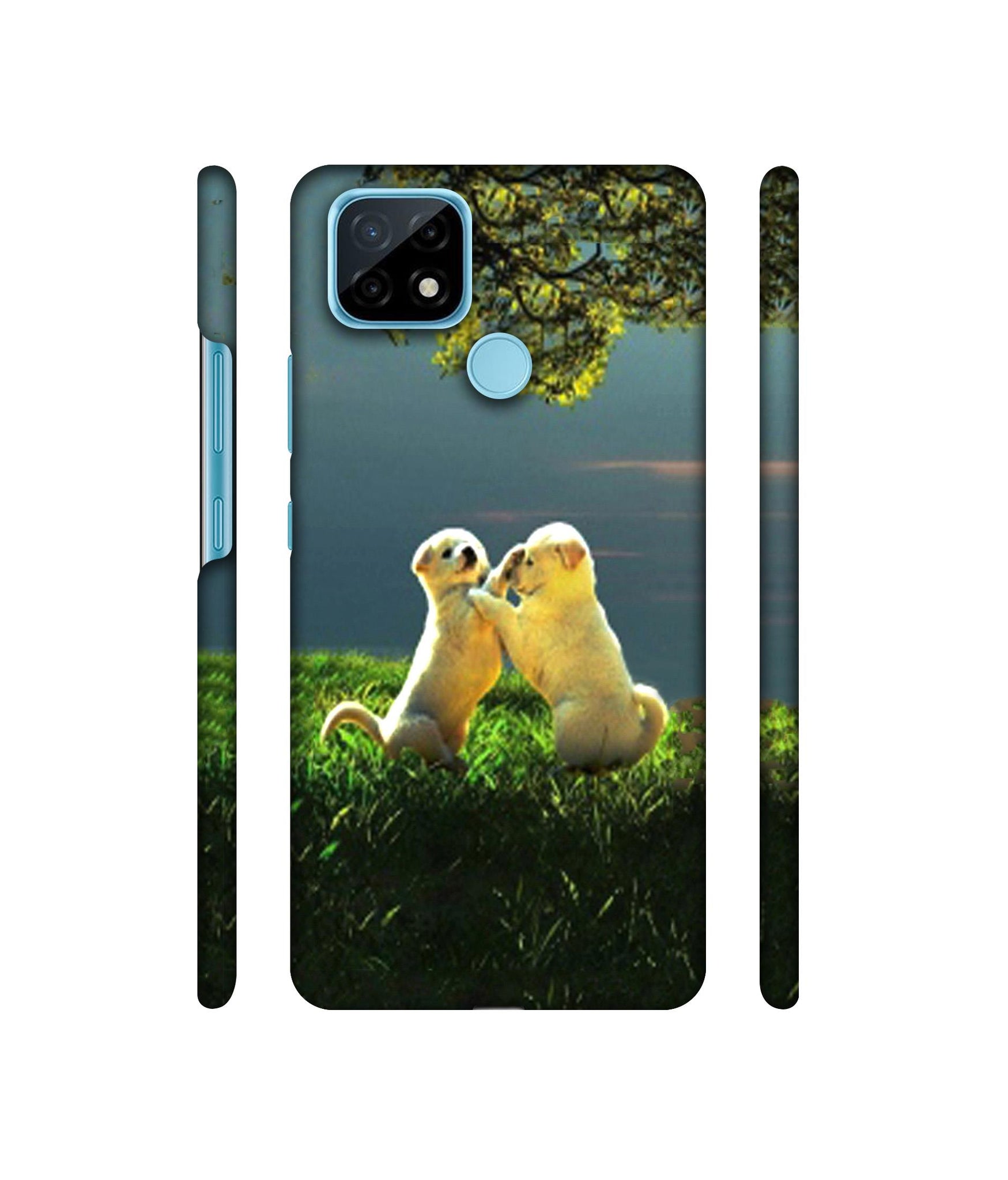 Puppy Couple Play Kids Nature Designer Hard Back Cover for Realme C21